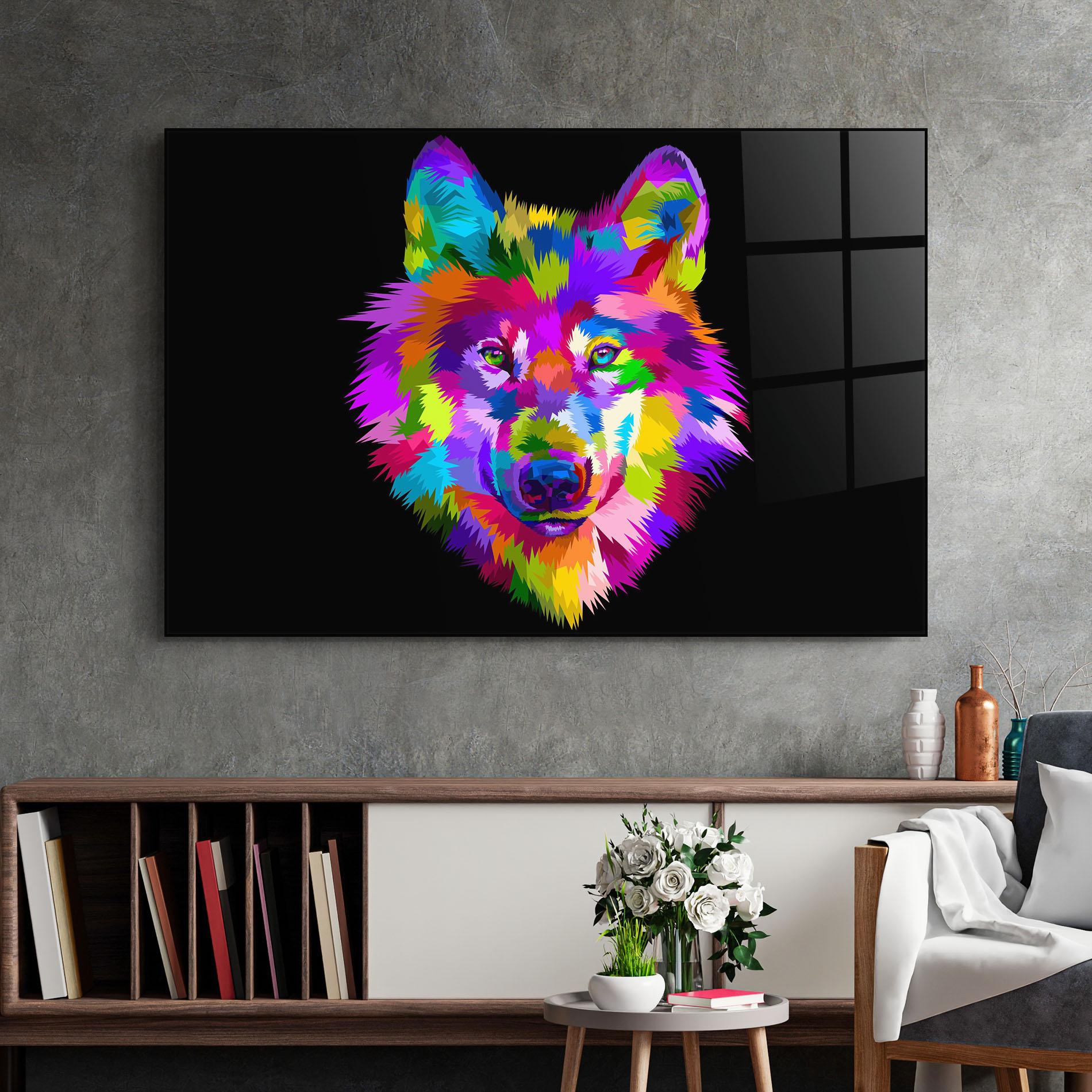 Glasbild Color Mix Wolf mockup 2
