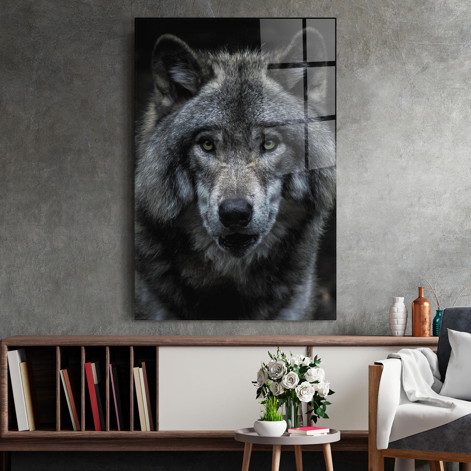 Glasbild Angry Wolf mockup 2