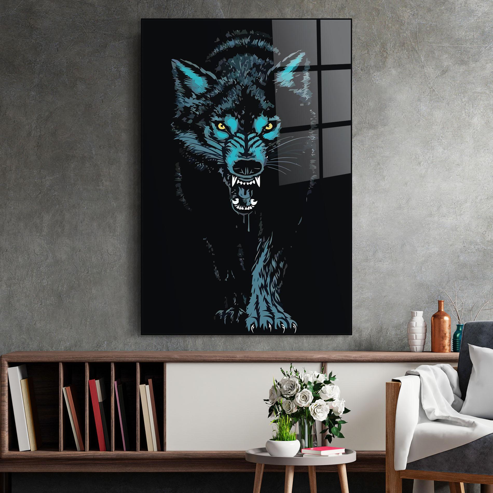 Glasbild Blue Wolf mockup 2
