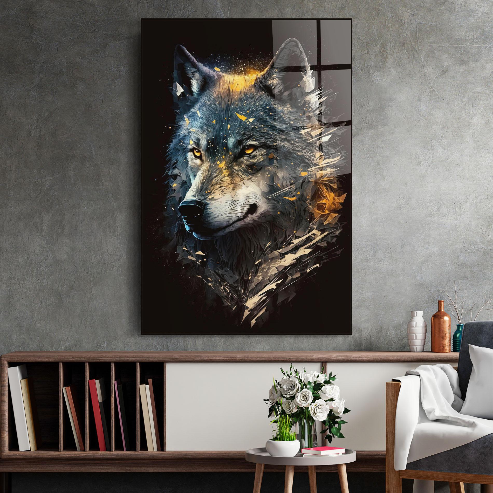 Glasbild Wolf Portrait mockup 2