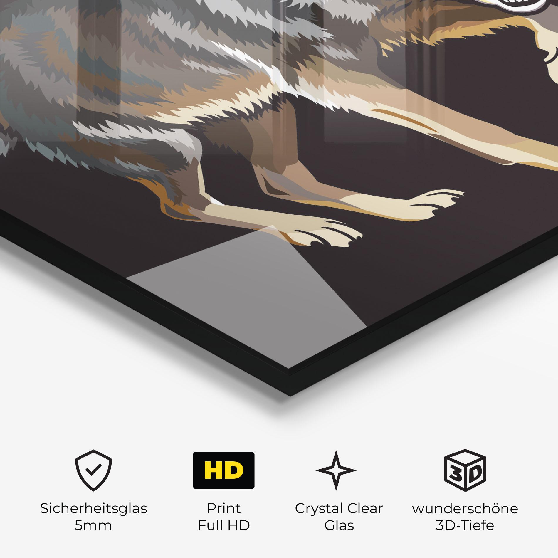 Glasbild Angry Cartoon Wolf mockup 3