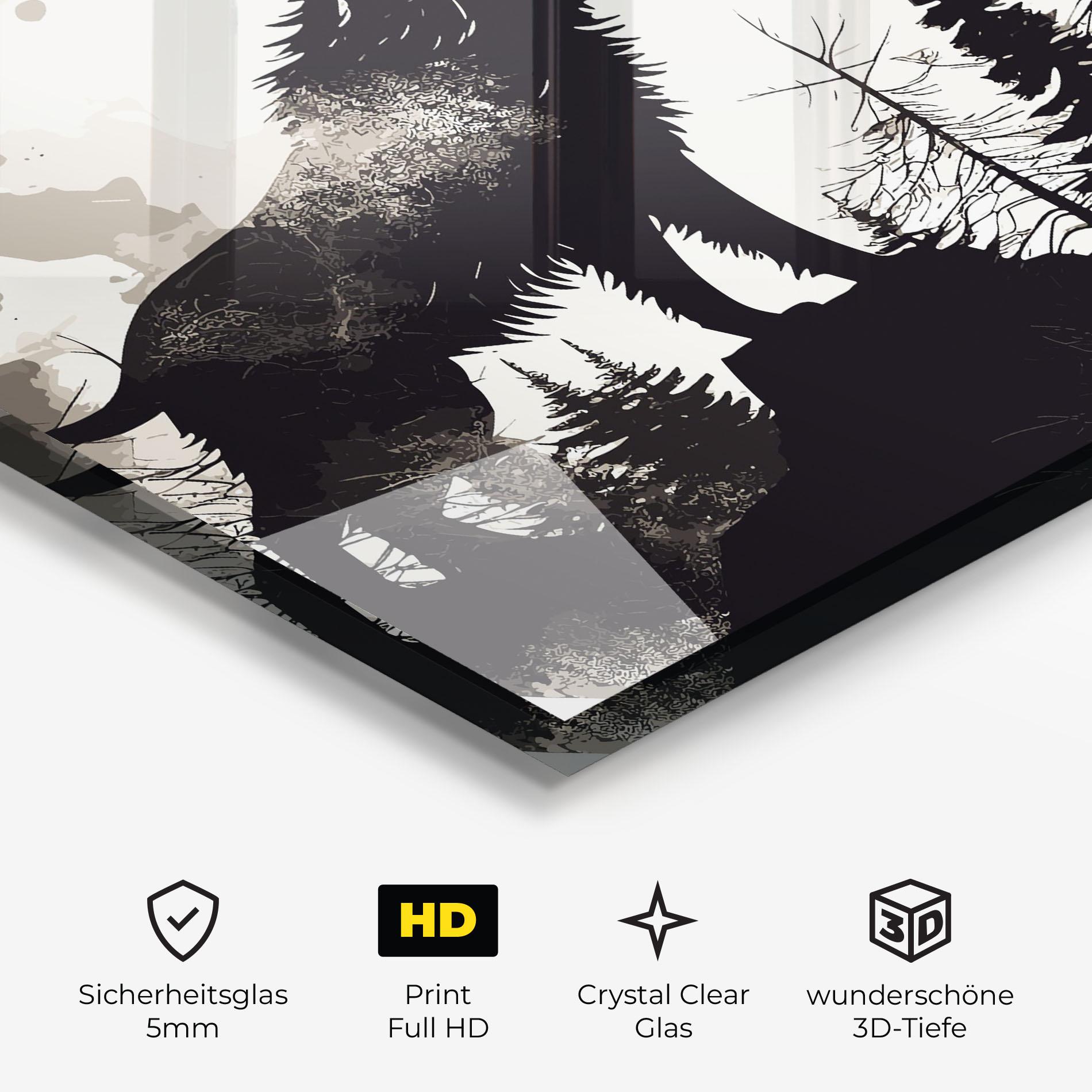 Glasbild Black On Cream Wolf mockup 3