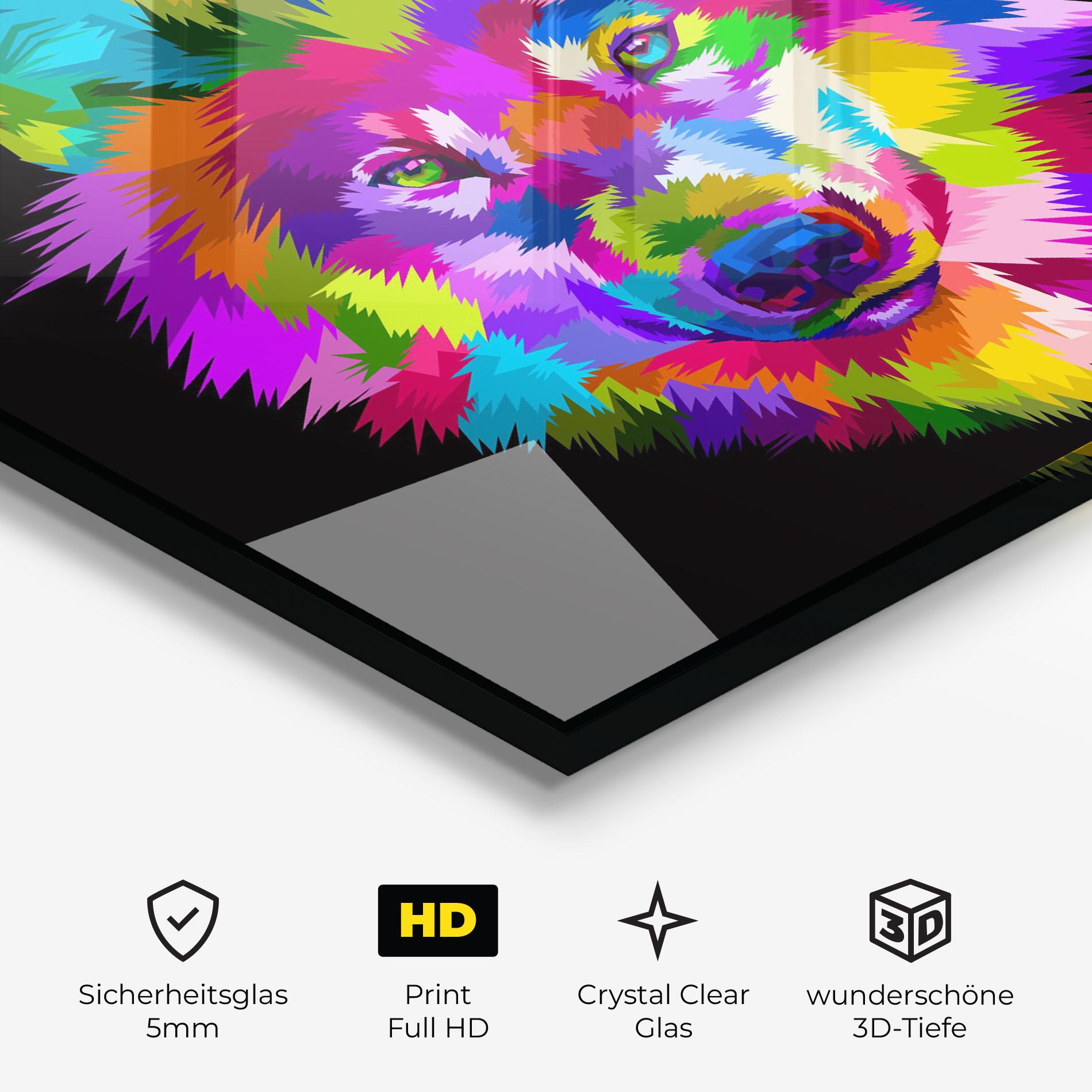 Glasbild Color Mix Wolf mockup 3