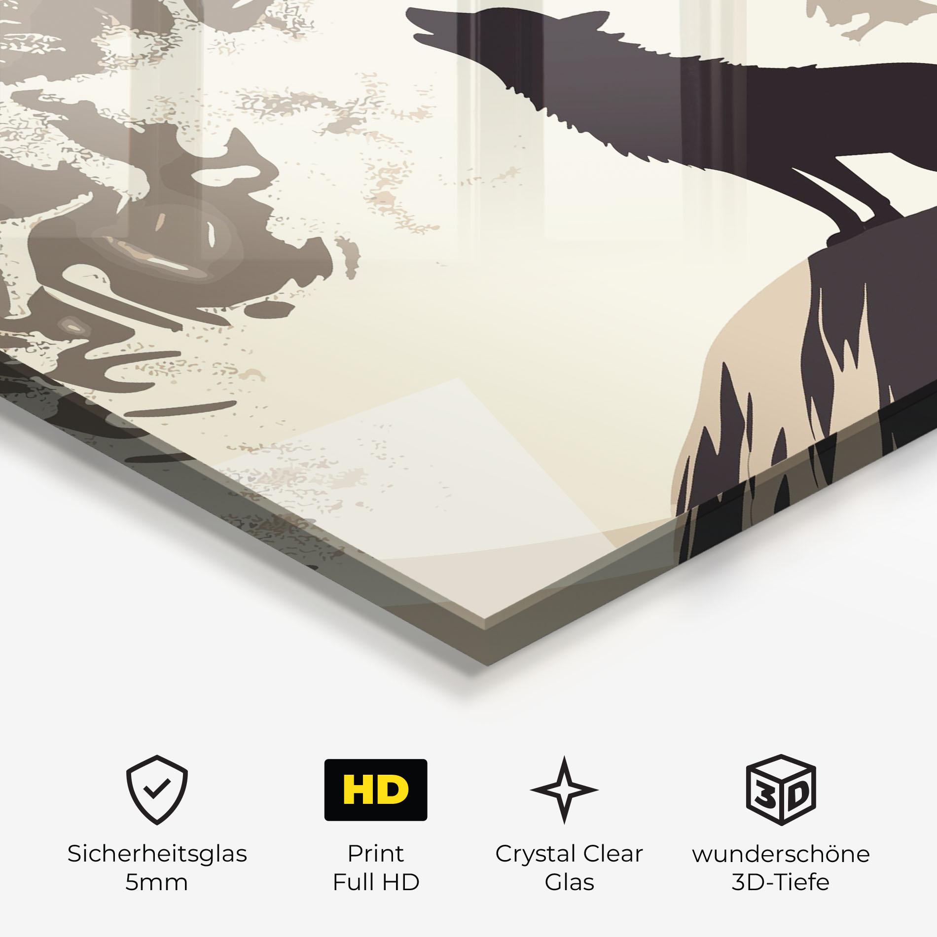 Glasbild Cream Moon Wolf mockup 3