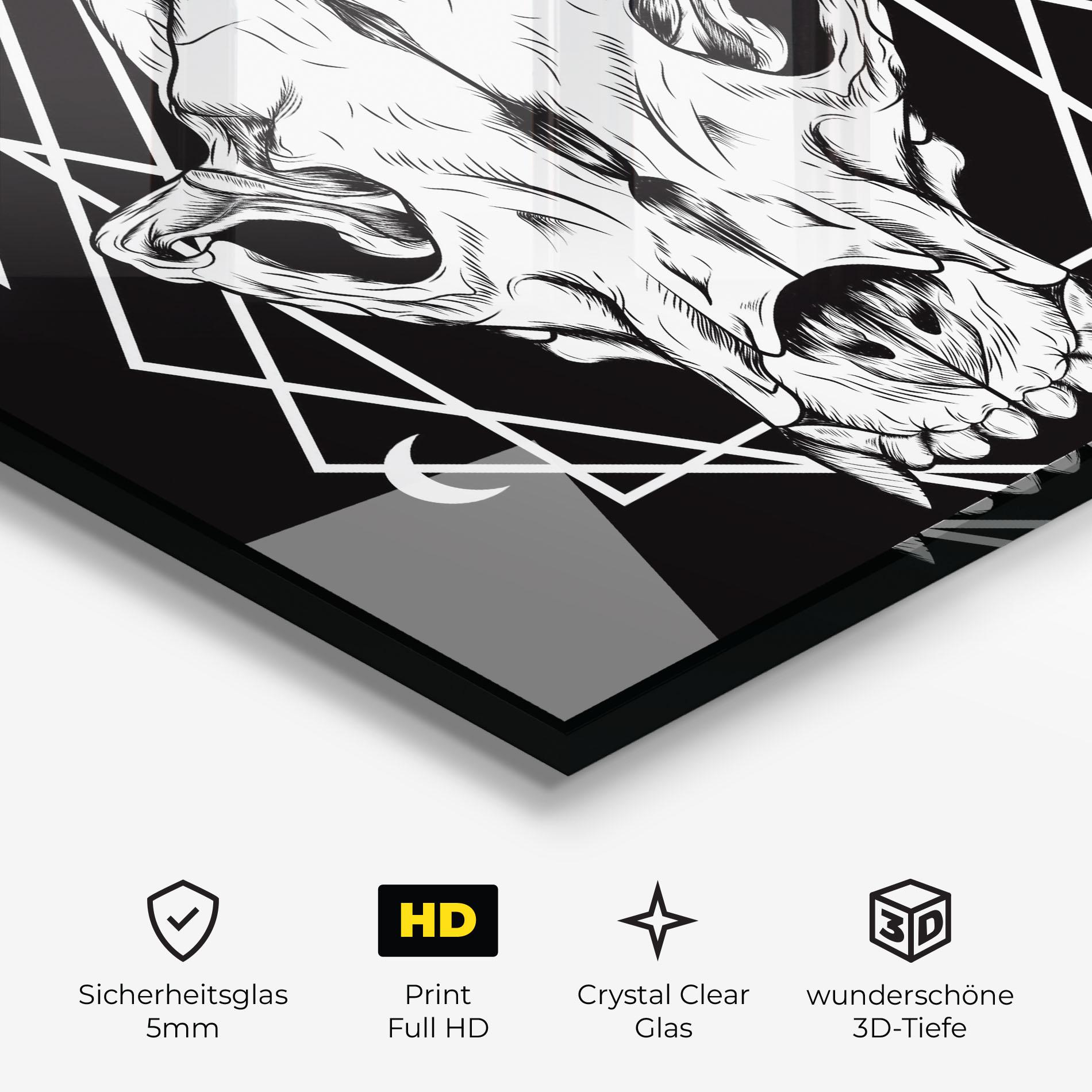 Glasbild Dark Wolf Skull mockup 3