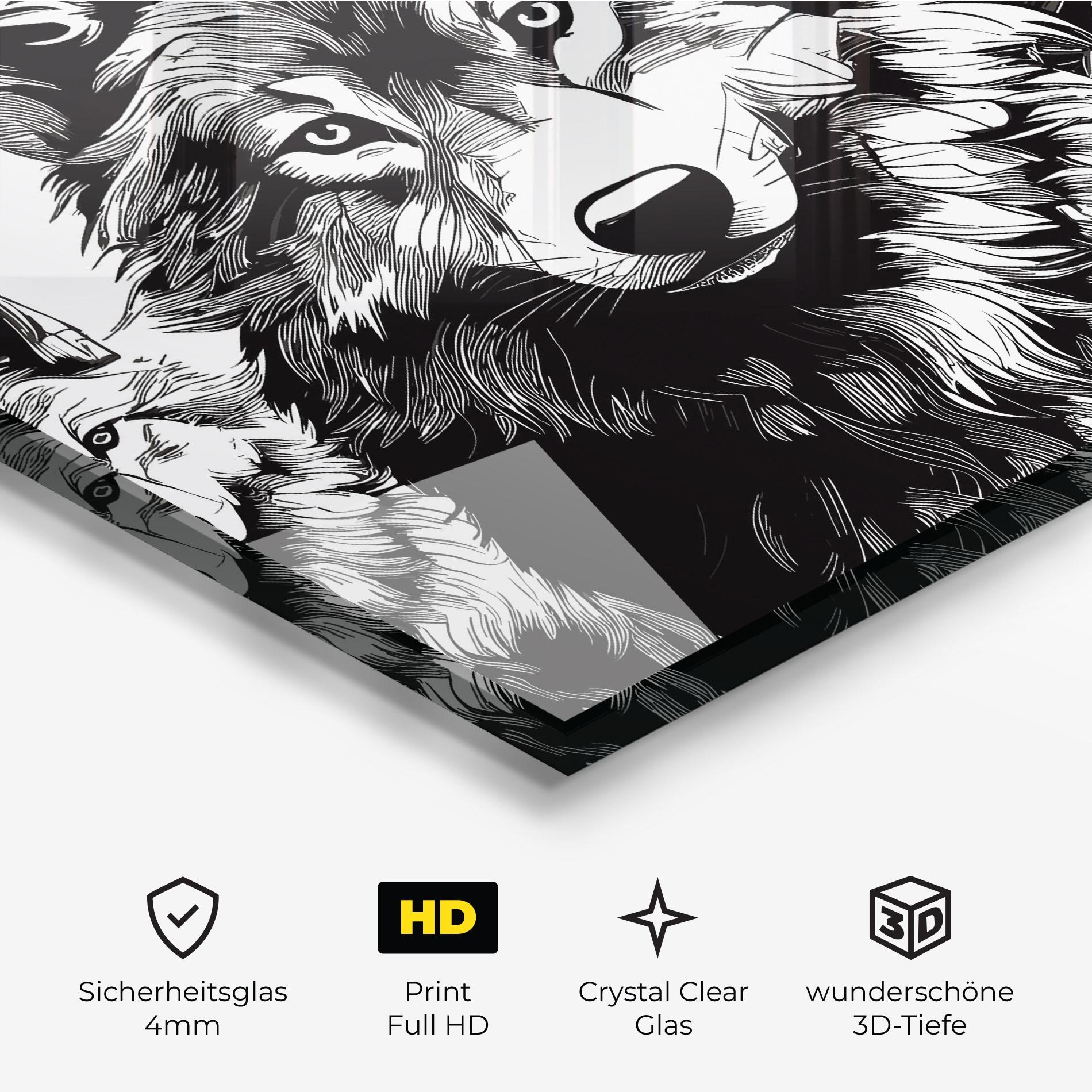 Glasbild 3 Wolves mockup 3