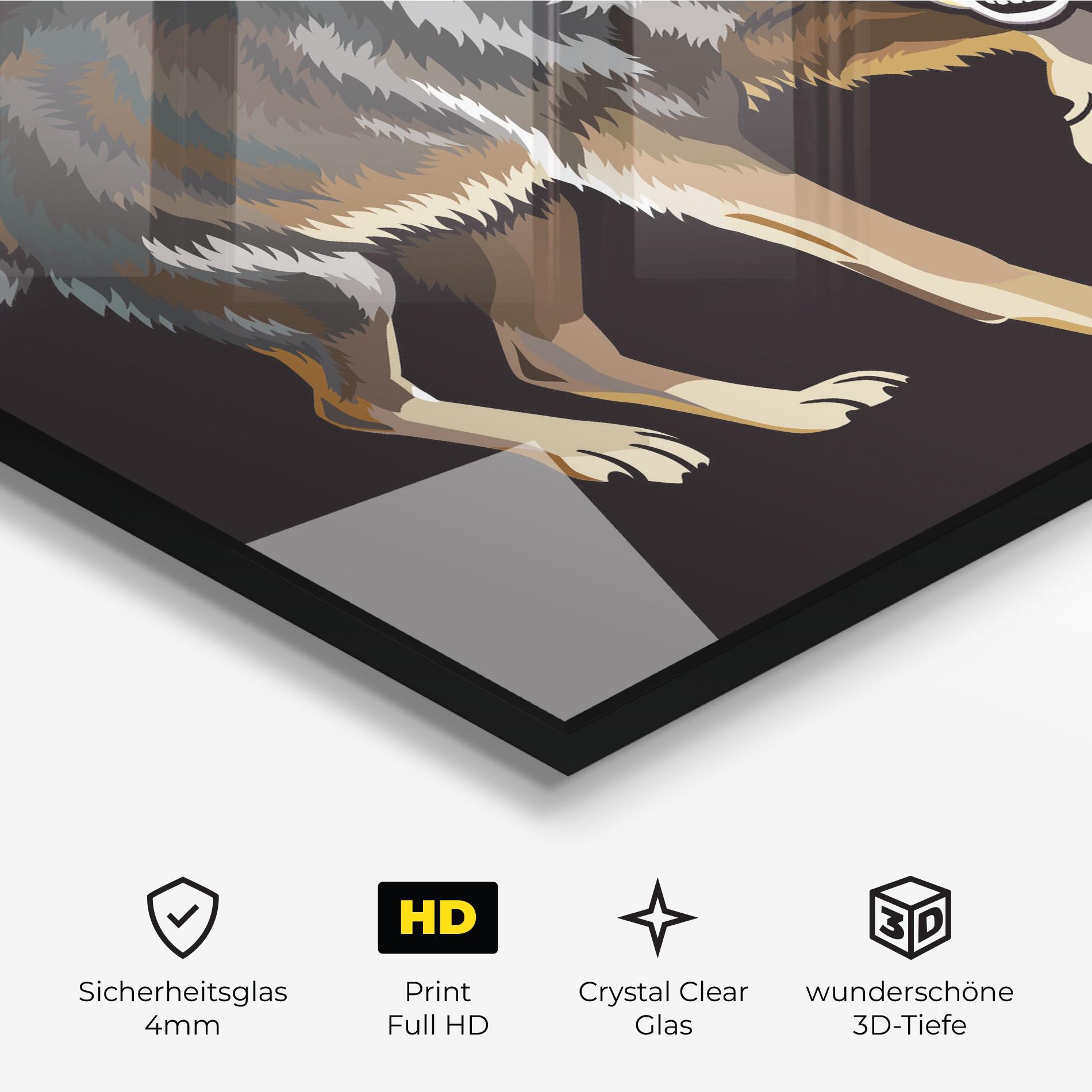 Glasbild Angry Cartoon Wolf mockup 3