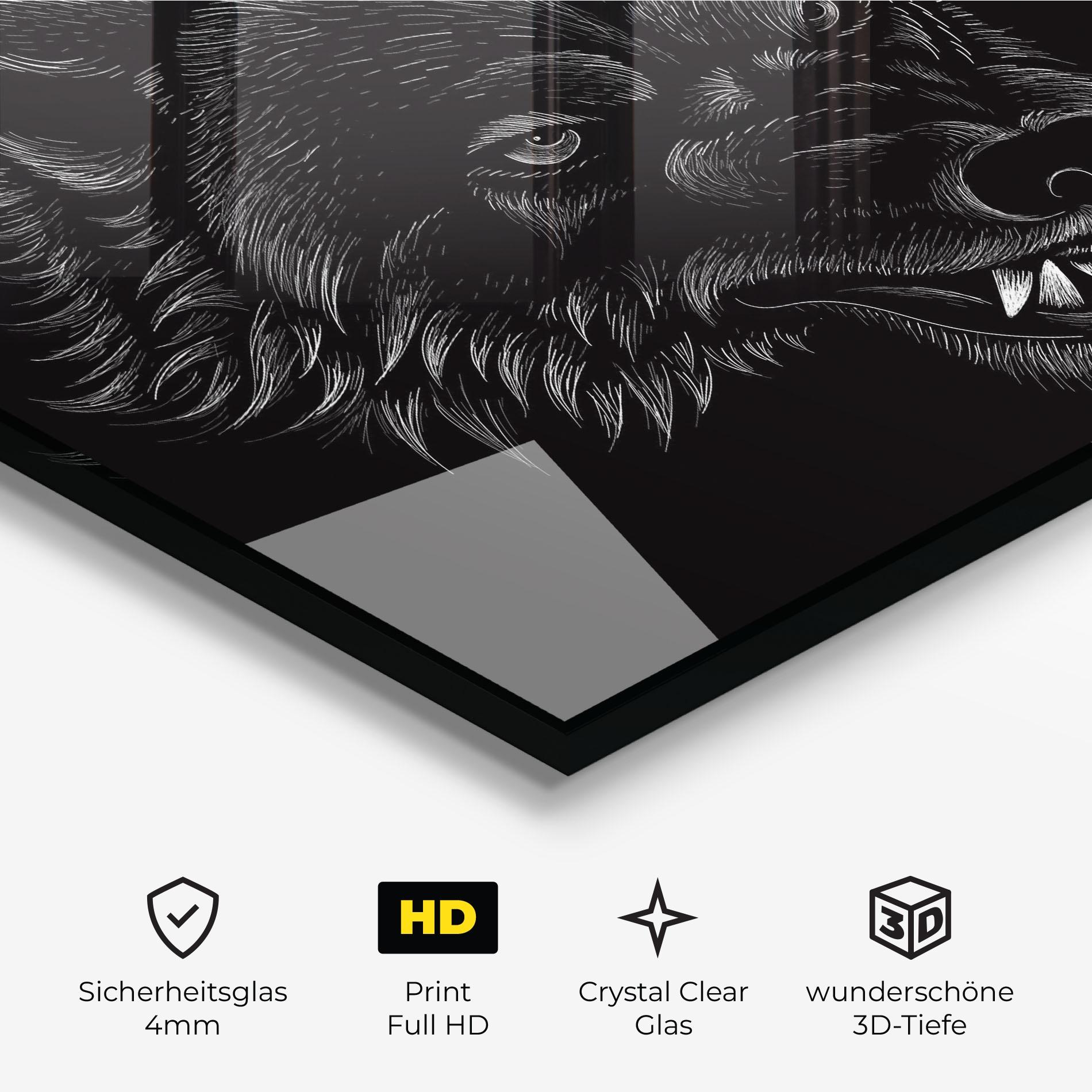 Glasbild Angry Wolf Face mockup 3