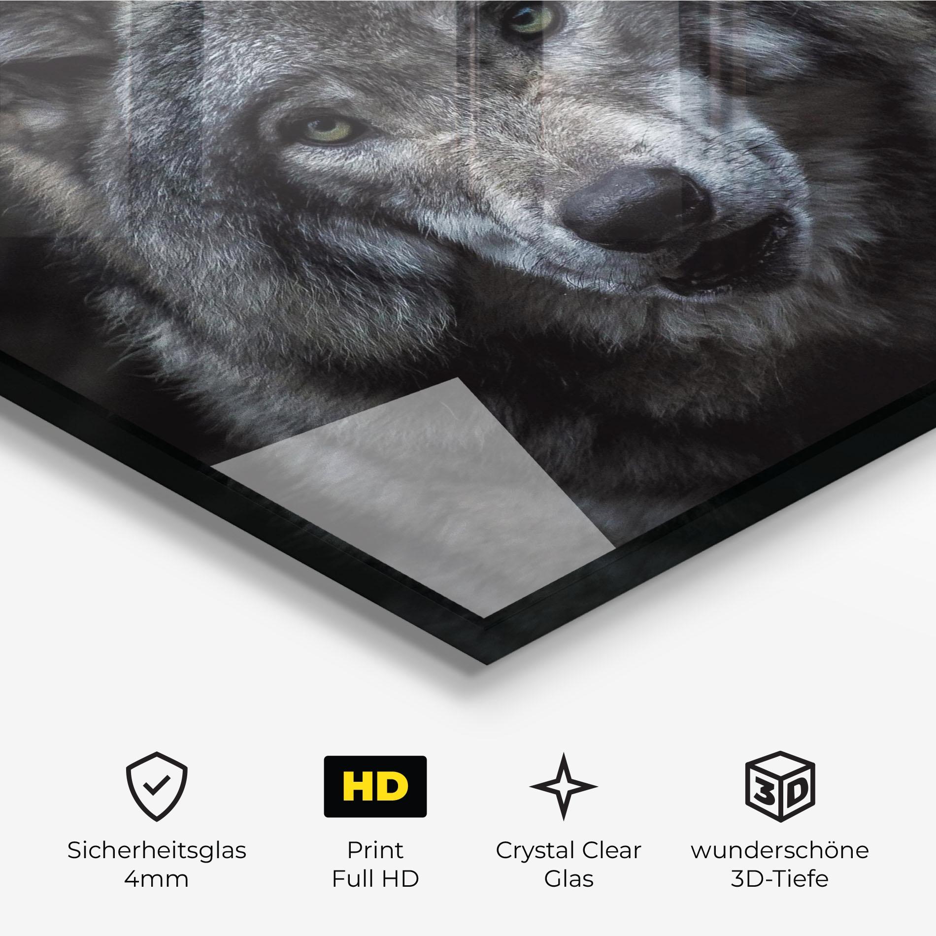 Glasbild Angry Wolf mockup 3