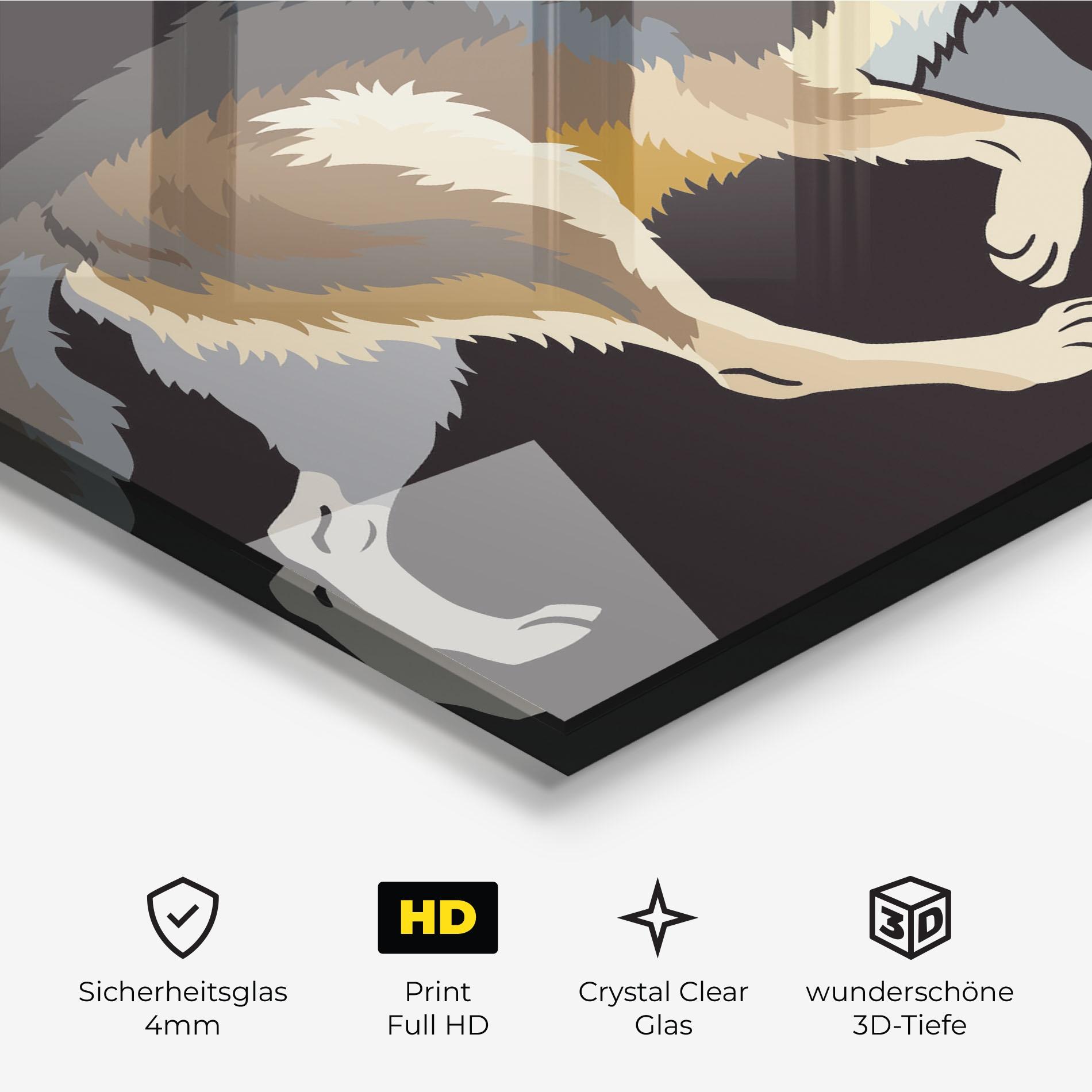 Glasbild Cartoon Wolf mockup 3