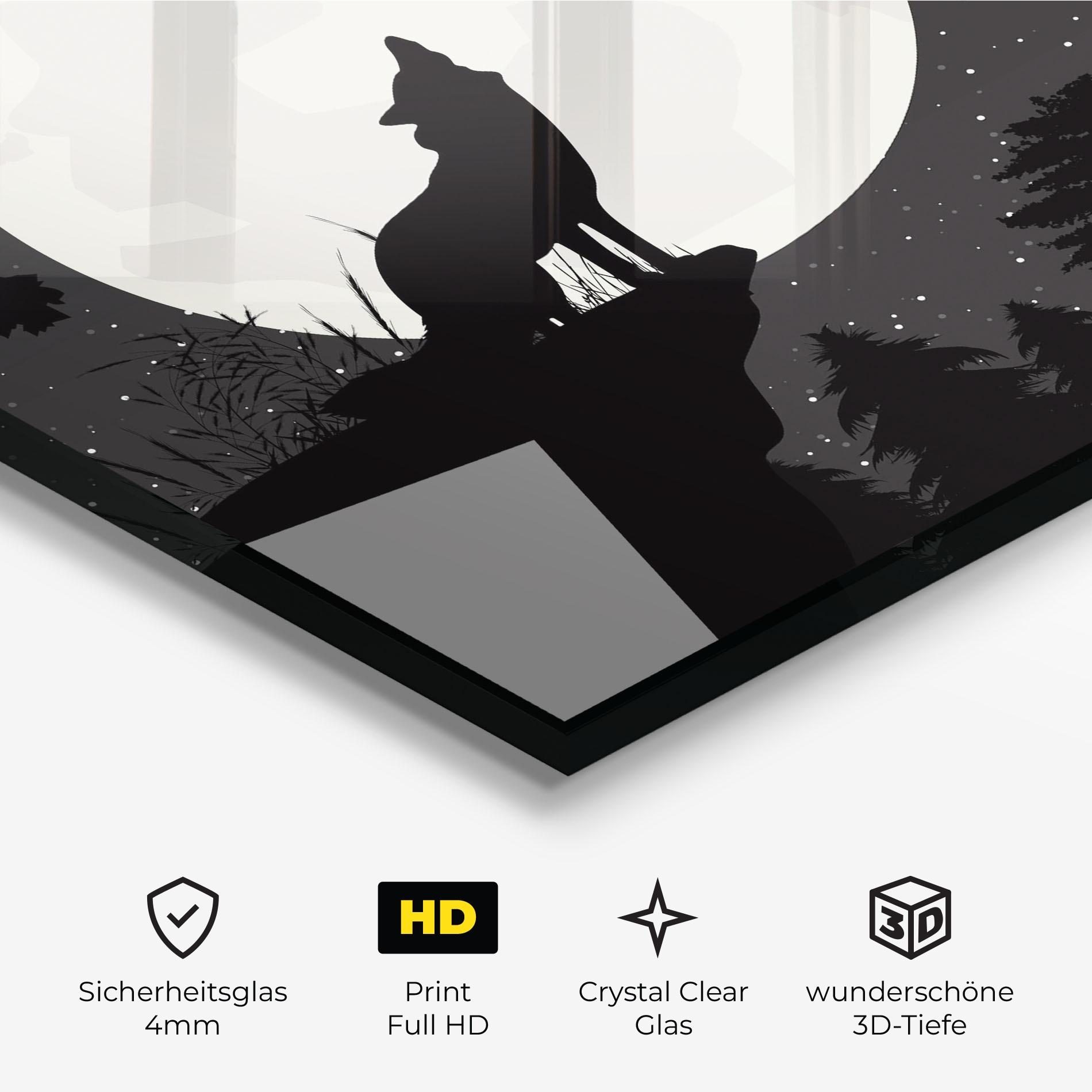 Glasbild Moon Wolf Silhouette mockup 3
