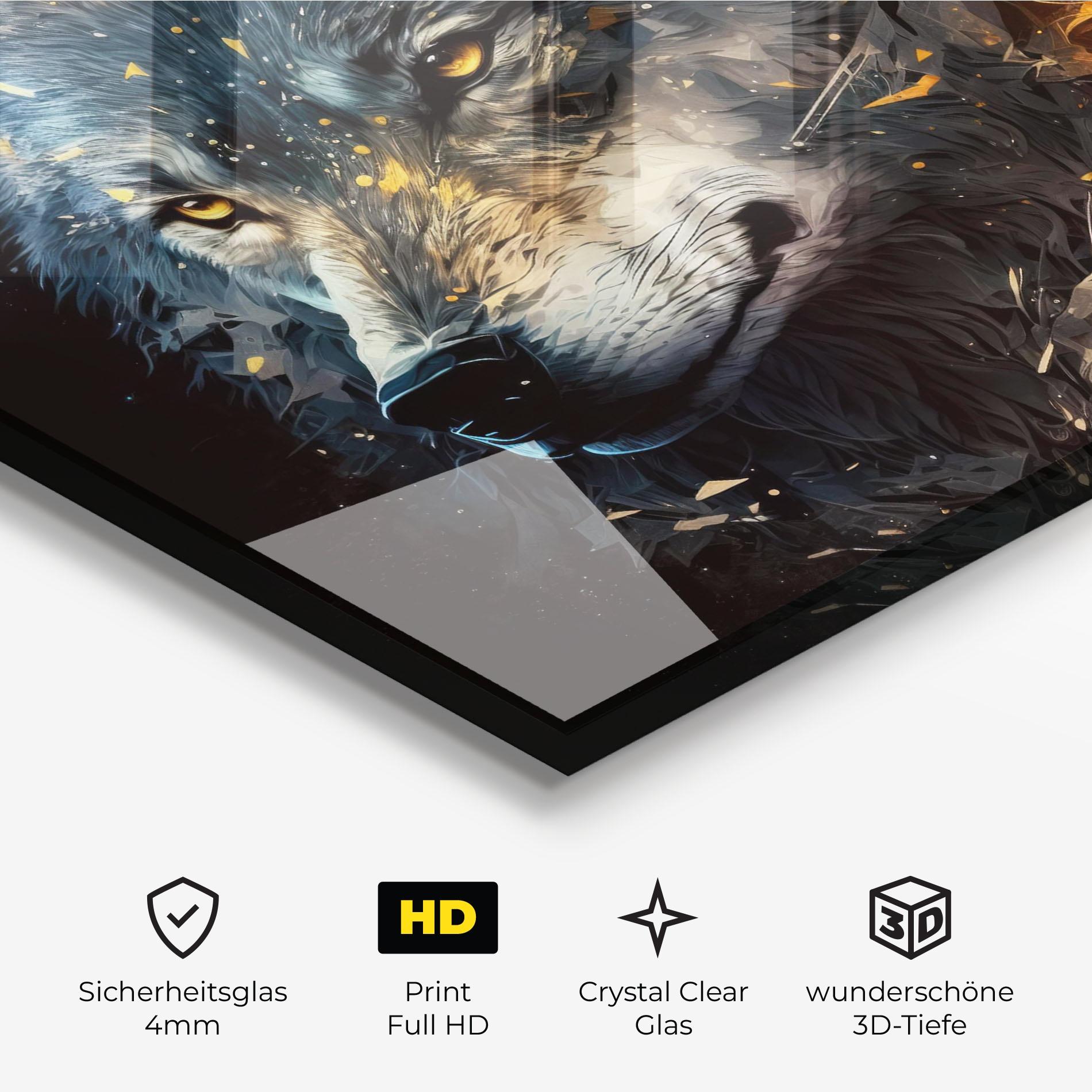 Glasbild Wolf Portrait mockup 3
