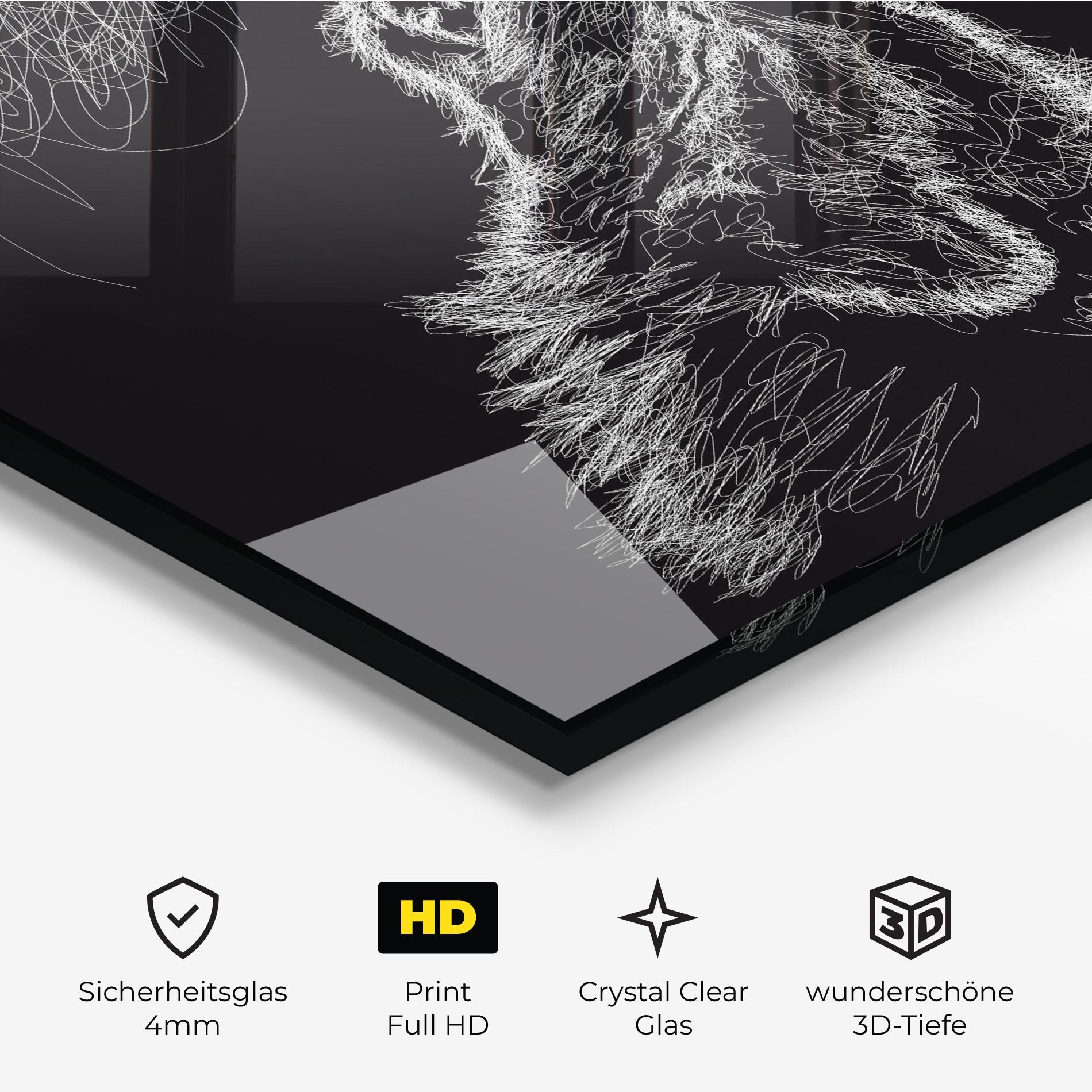 Glasbild Wolf White Line mockup 3