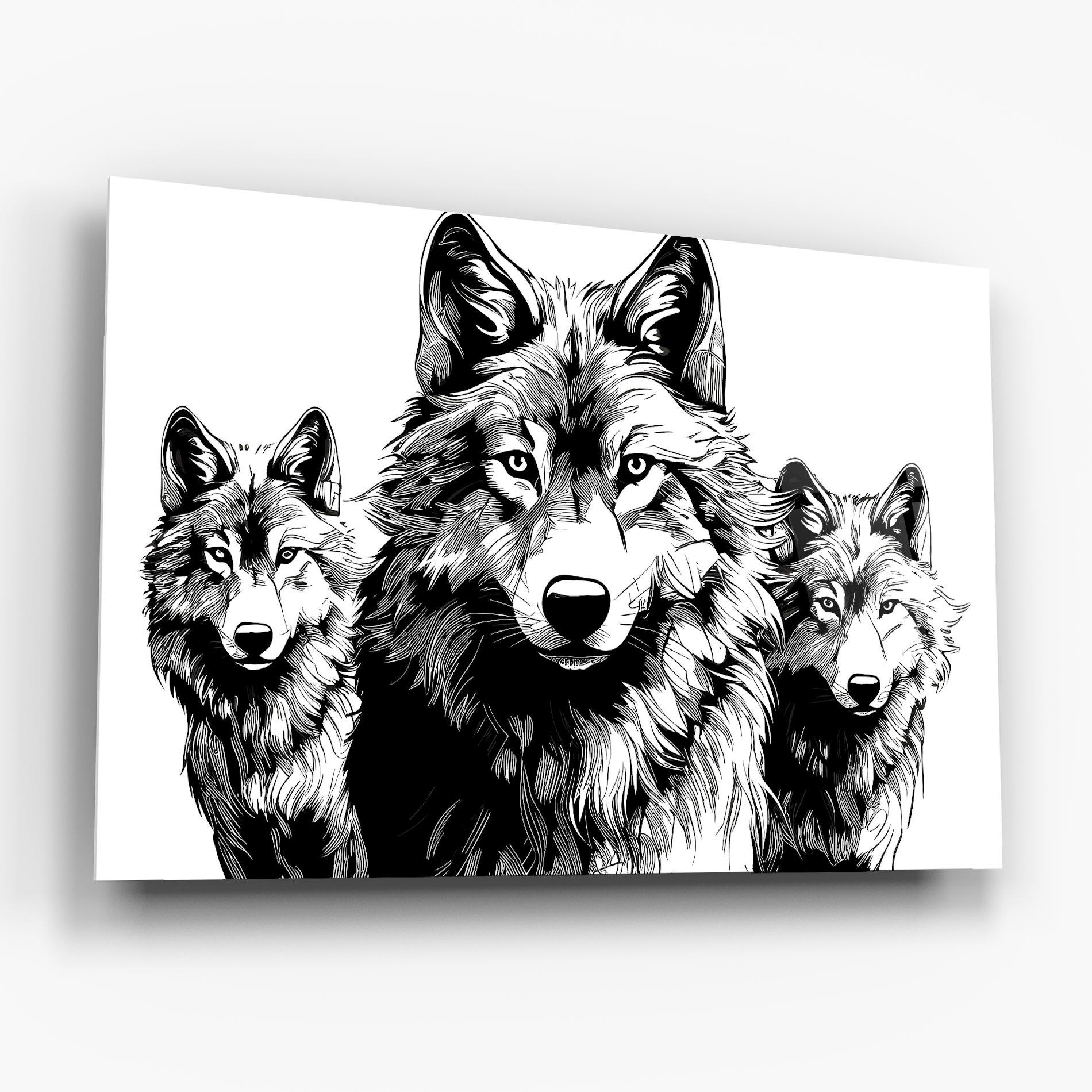 Glasbild 3 Wolves mockup 6