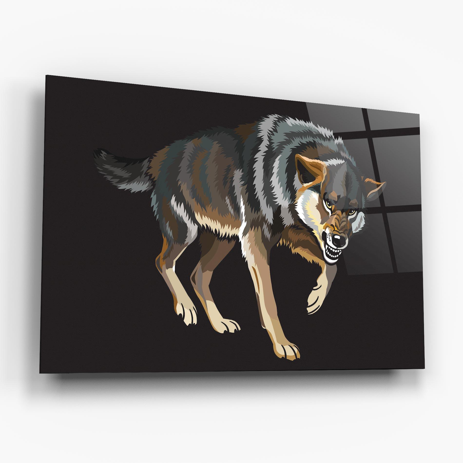 Glasbild Angry Cartoon Wolf mockup 6