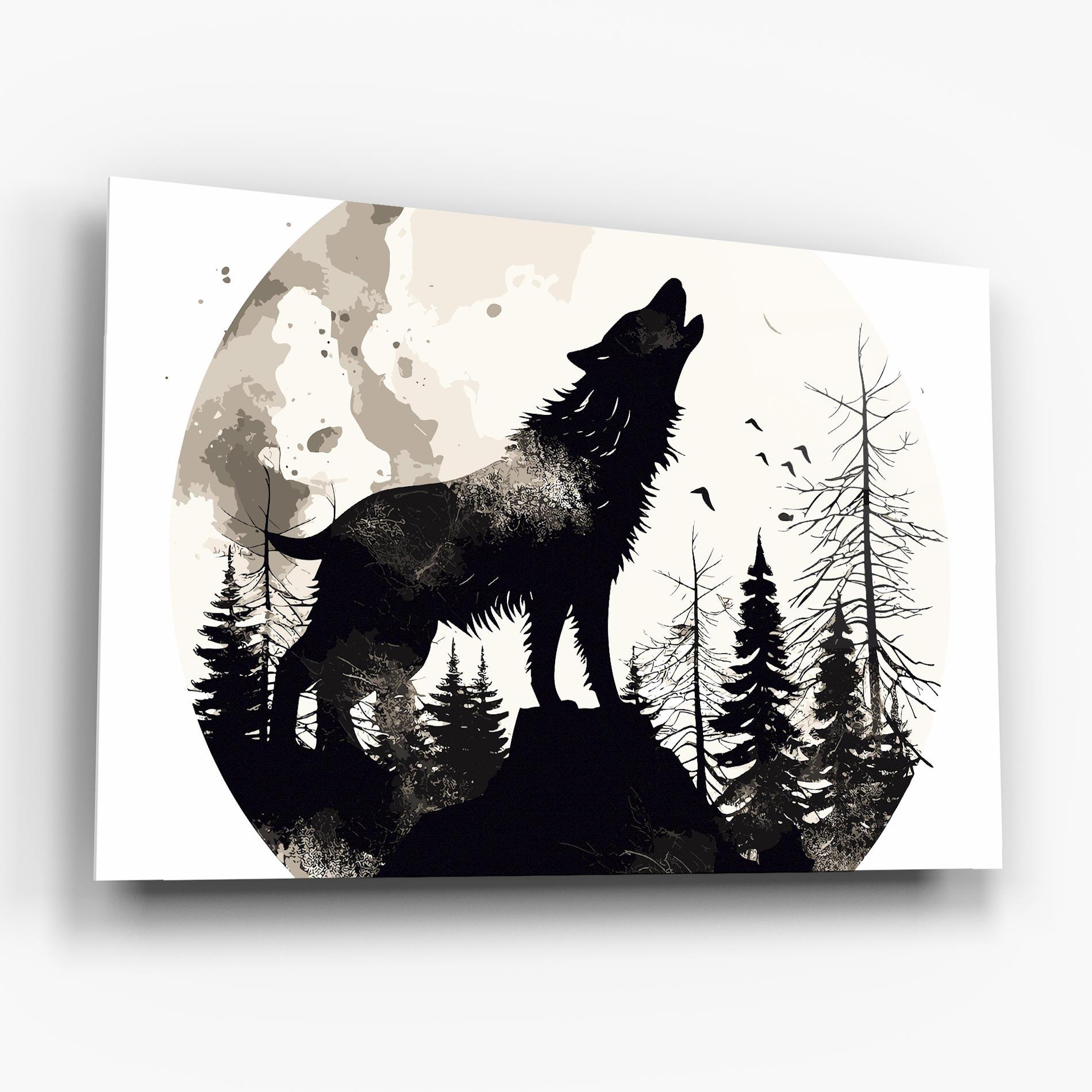 Glasbild Black On Cream Wolf mockup 6