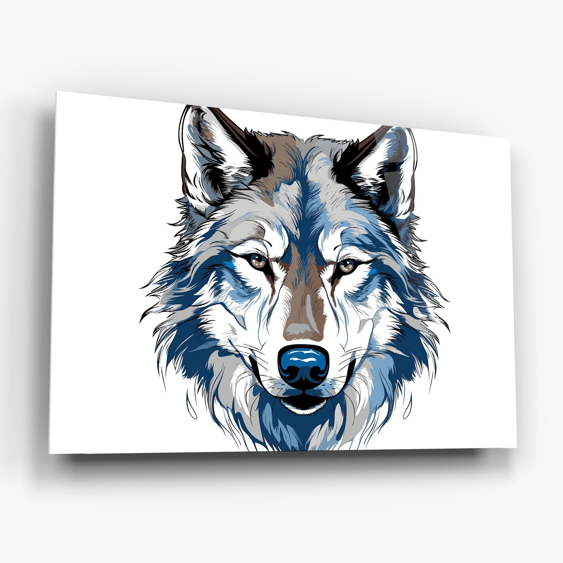 Glasbild Blue Wolf Head mockup 6