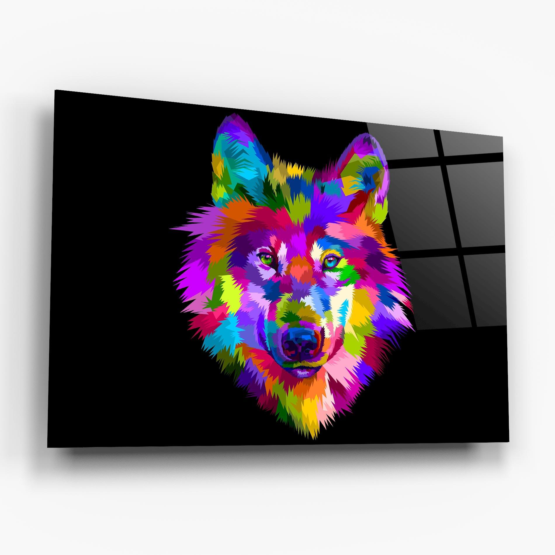 Glasbild Color Mix Wolf mockup 6