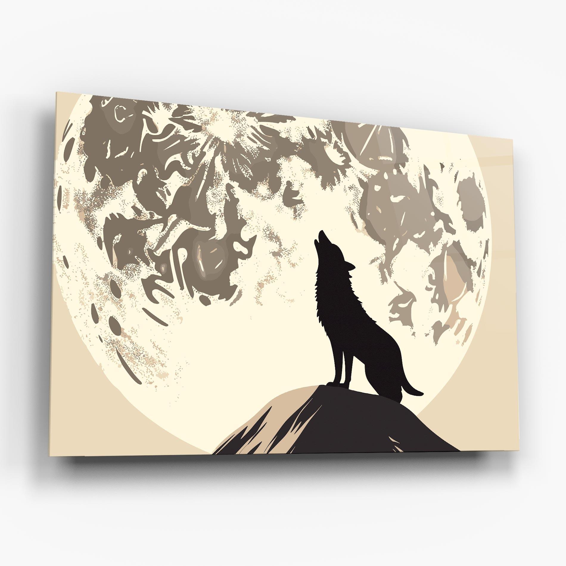 Glasbild Cream Moon Wolf mockup 6