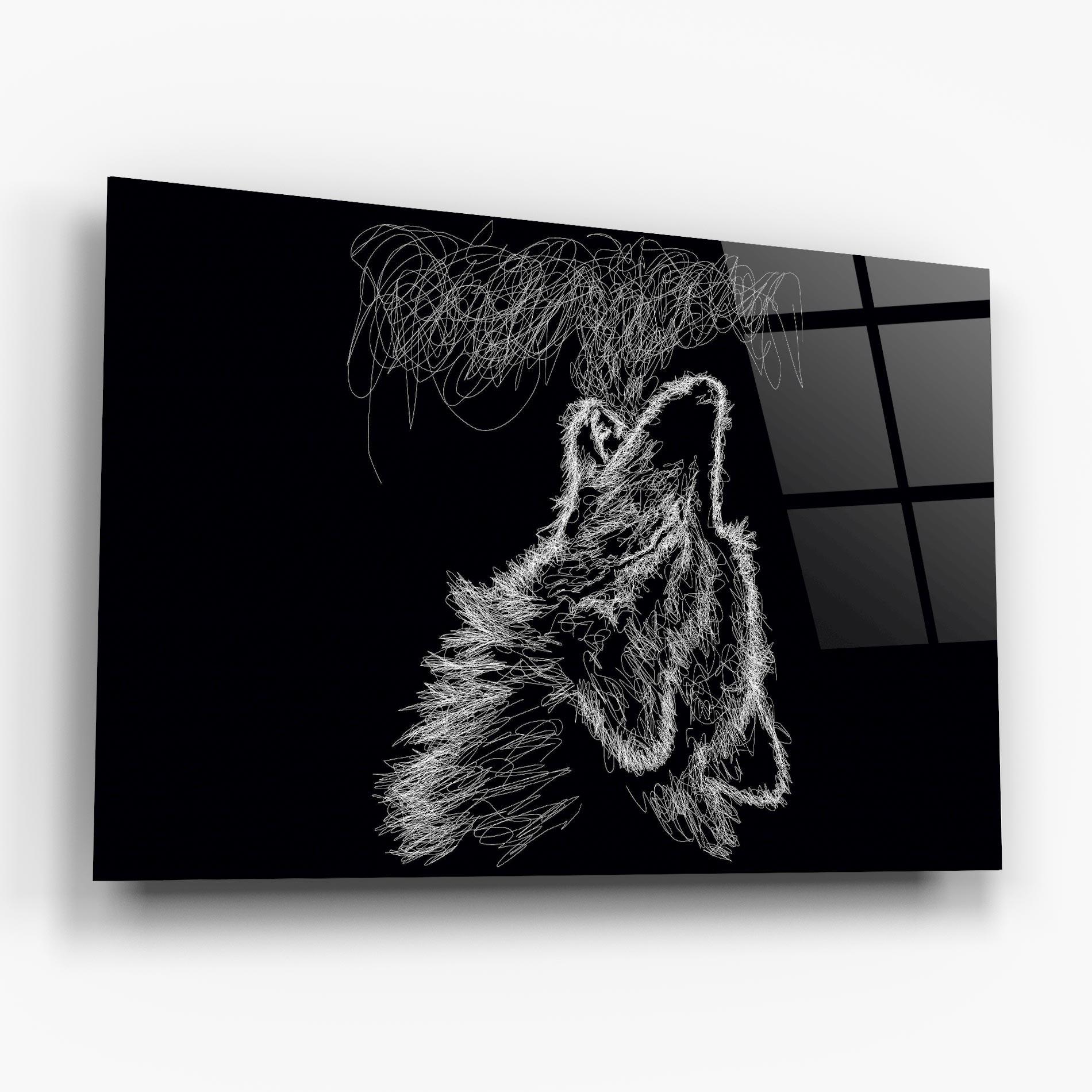 Glasbild Wolf White Line mockup 6