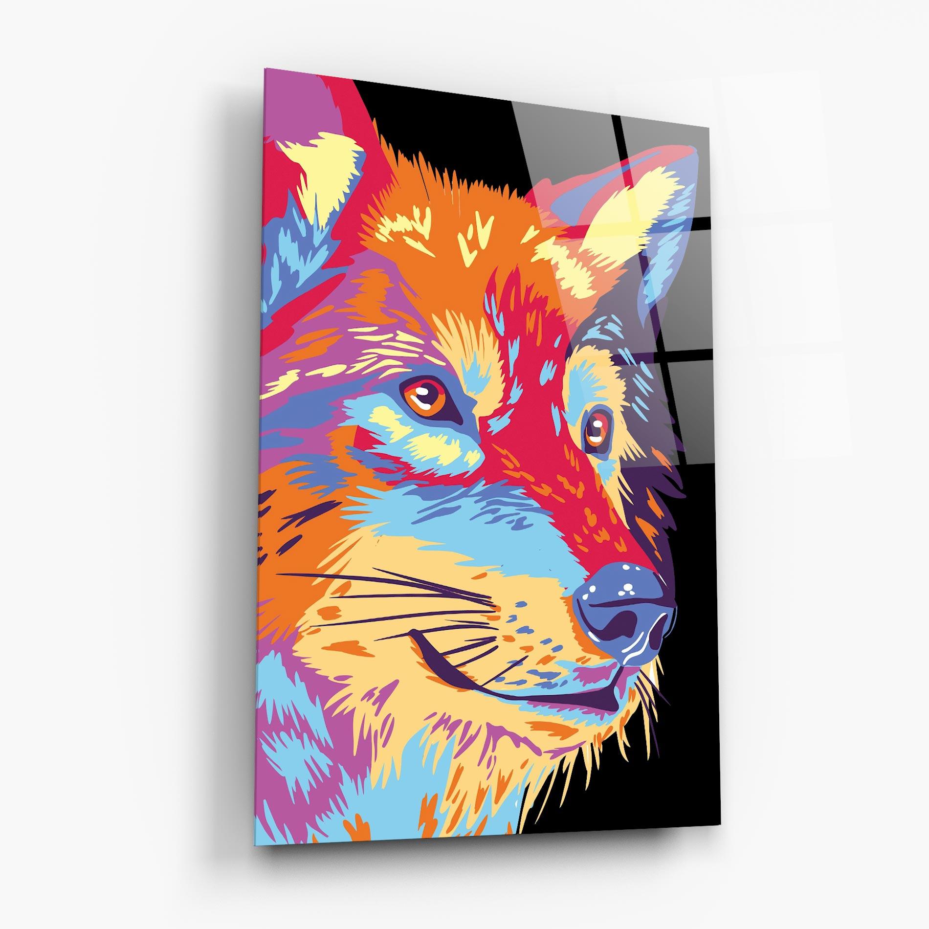 Glasbild Purple Orange Wolf mockup 6