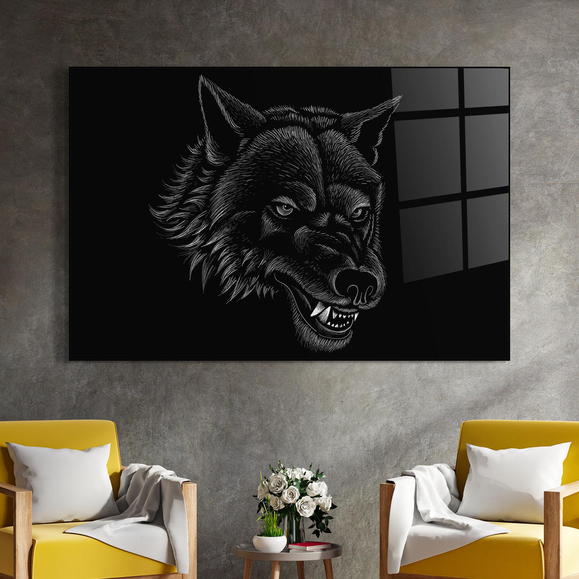 Glasbild Angry Wolf Face mockup 4