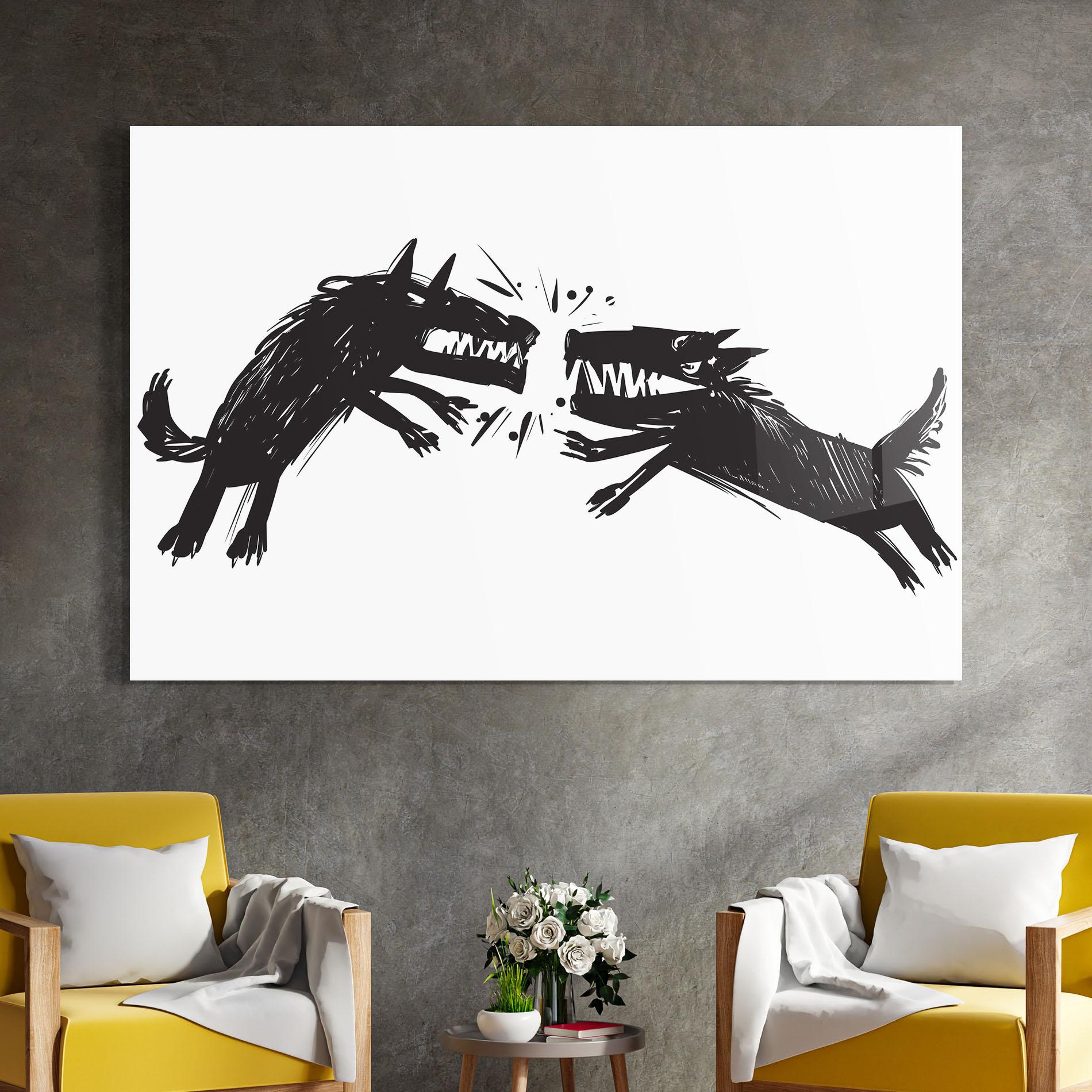 Glasbild Black Wolves mockup 4