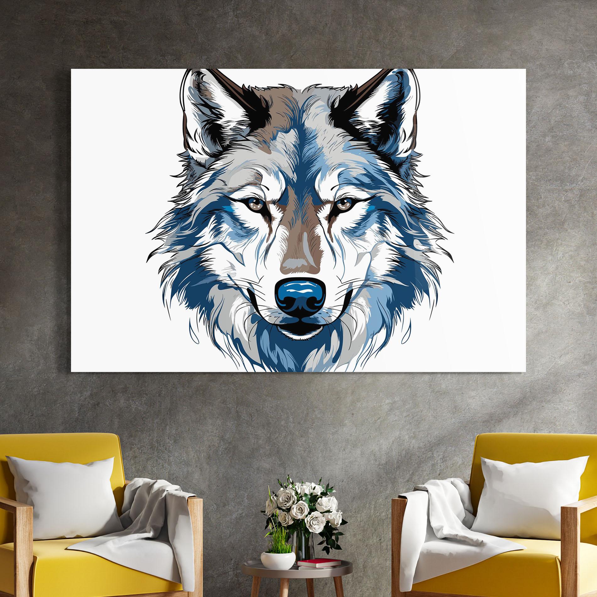 Glasbild Blue Wolf Head mockup 4