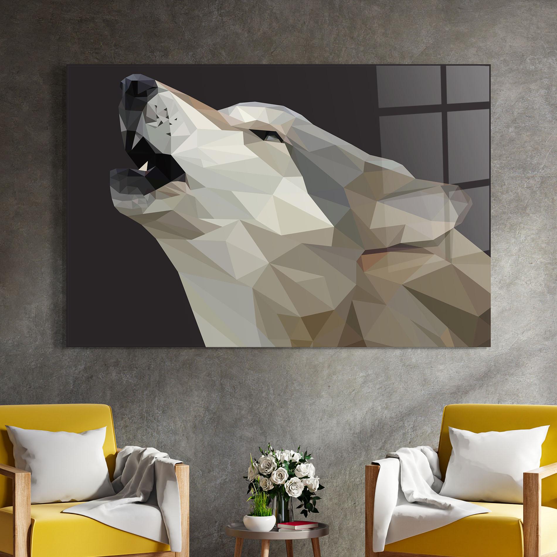 Glasbild Pretty Grey Wolf mockup 4