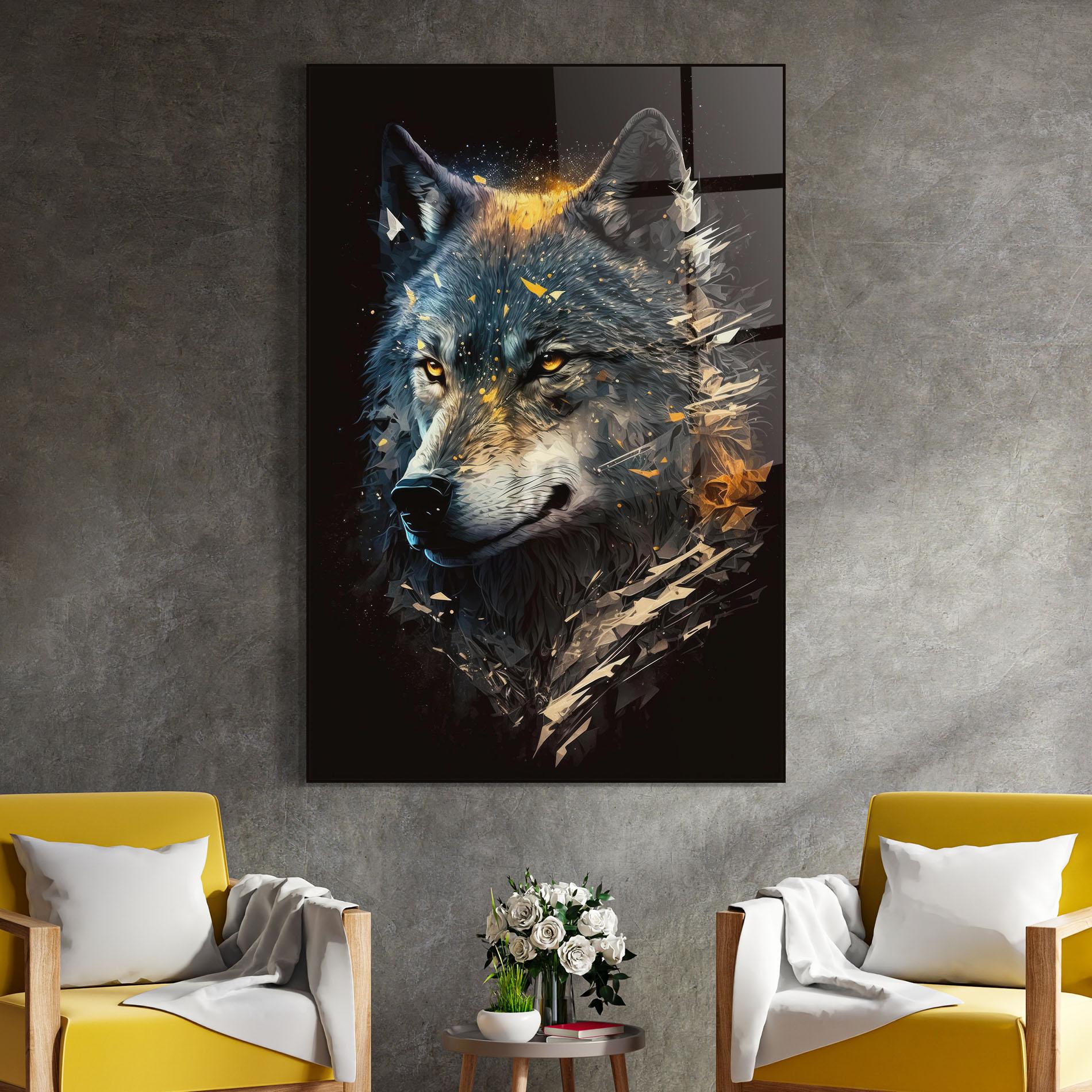 Glasbild Wolf Portrait mockup 4