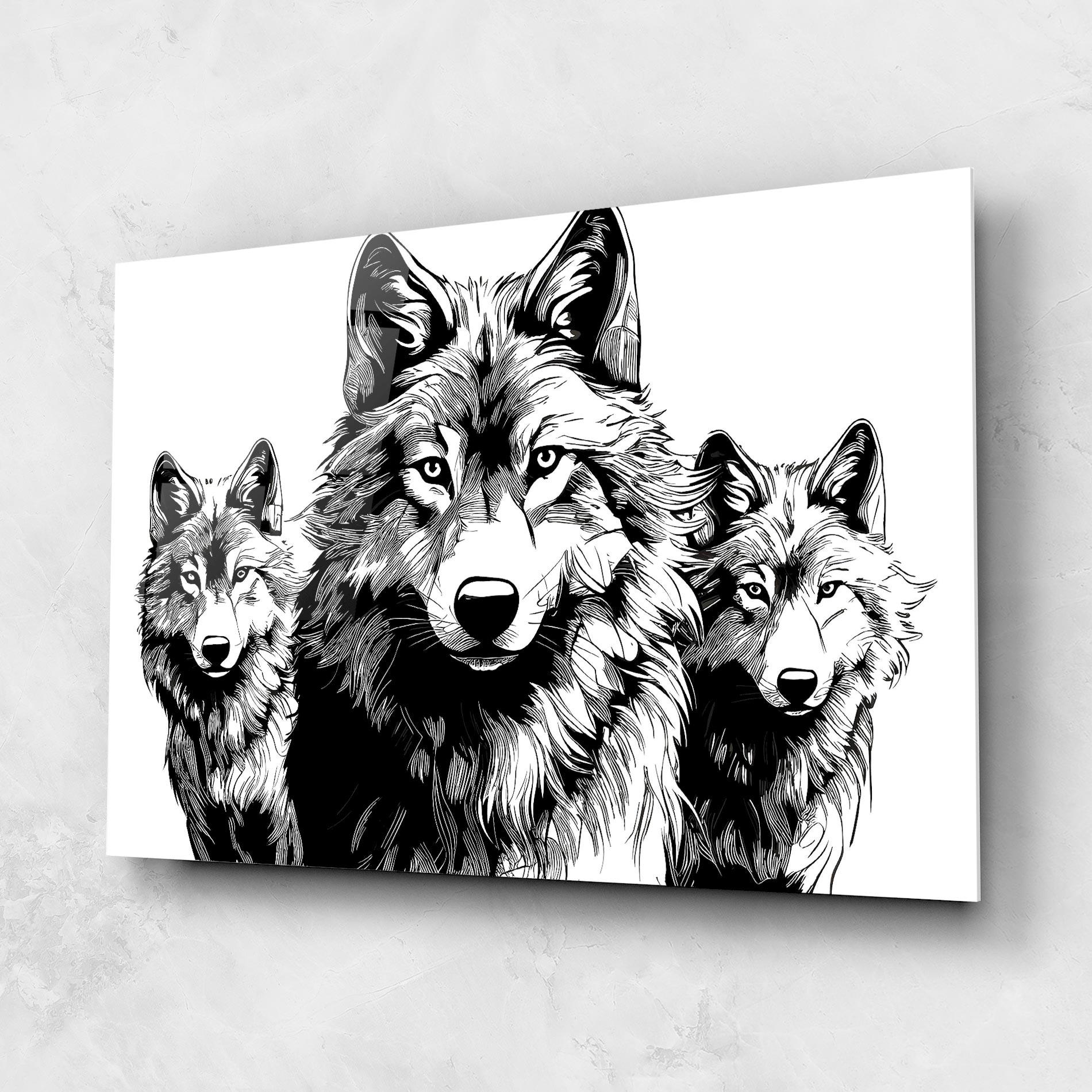 Glasbild 3 Wolves mockup 1