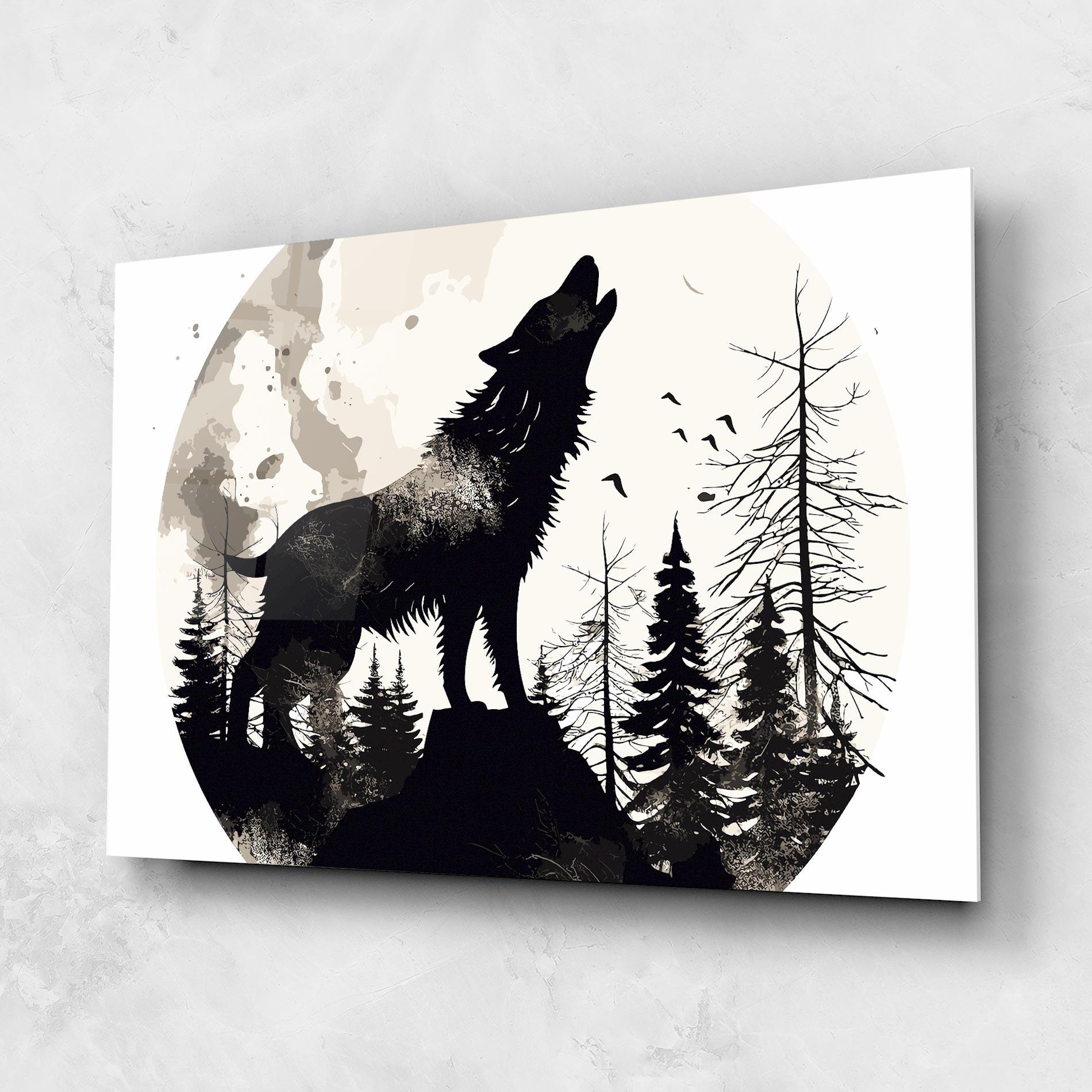 Glasbild Black On Cream Wolf mockup 1