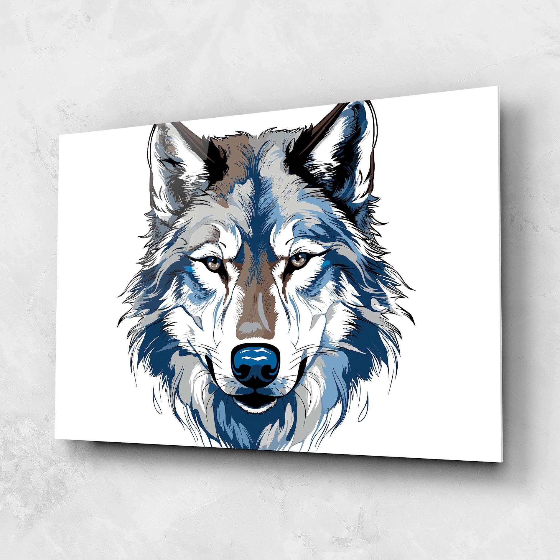 Glasbild Blue Wolf Head mockup 1