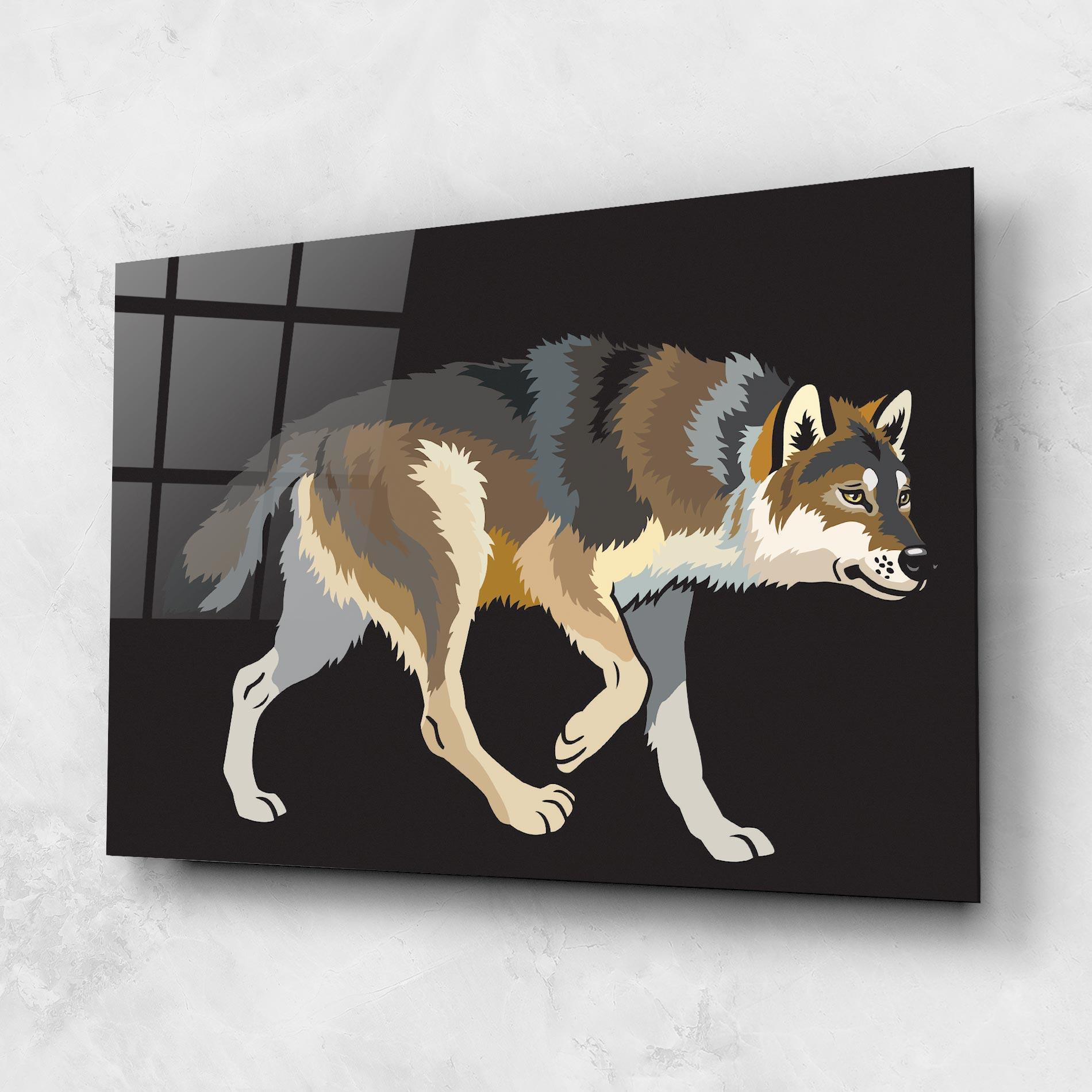 Glasbild Cartoon Wolf mockup 1