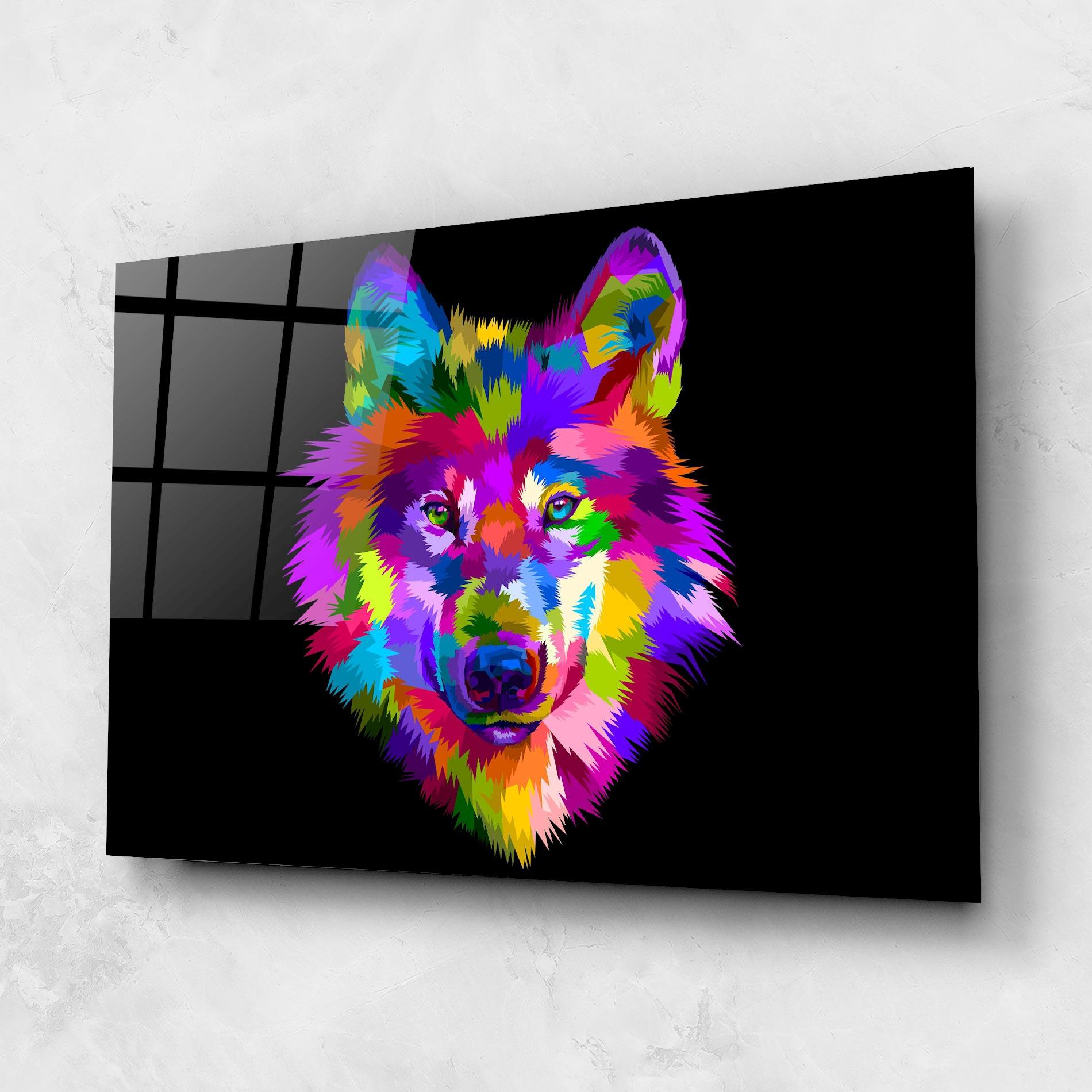 Glasbild Color Mix Wolf mockup 1