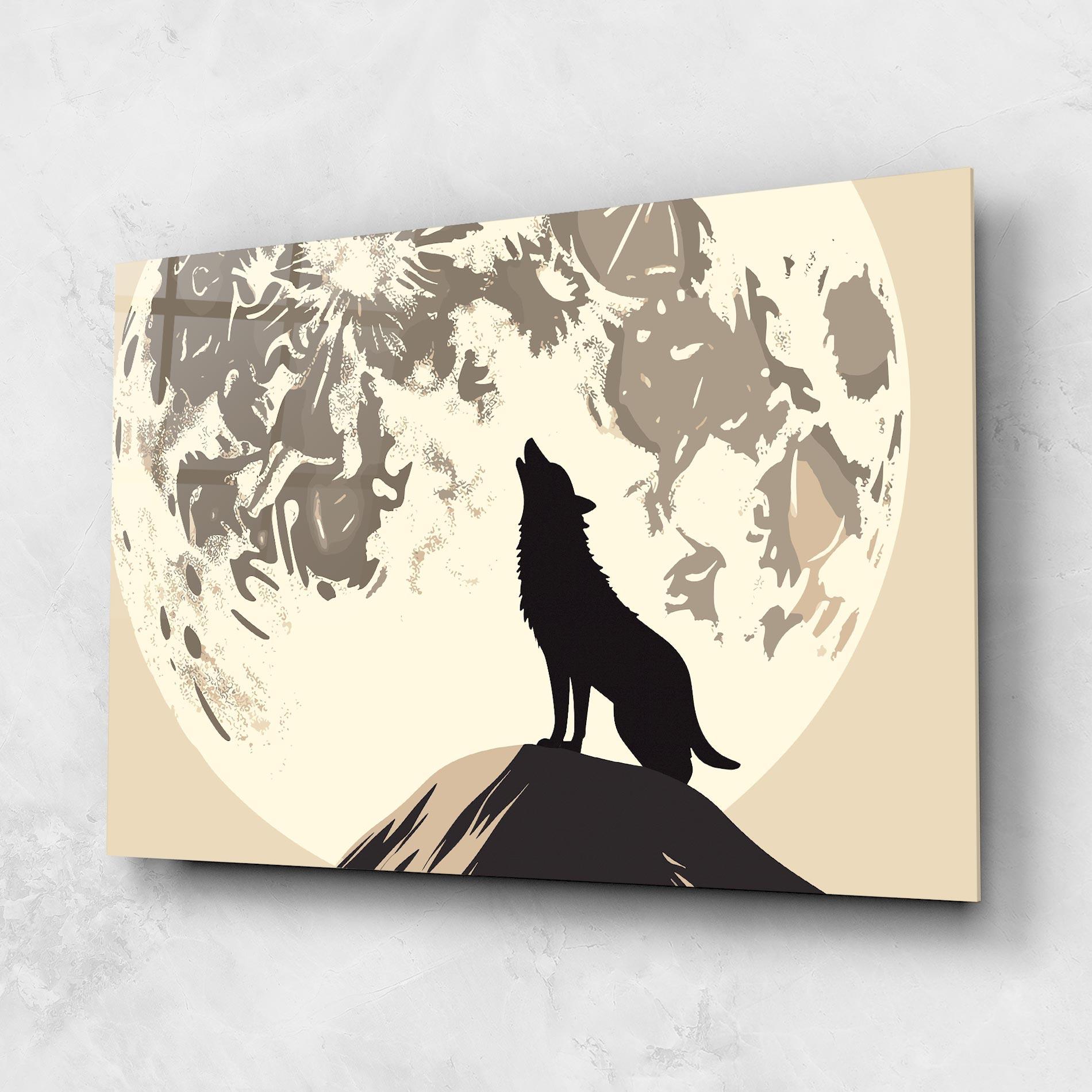 Glasbild Cream Moon Wolf mockup 1