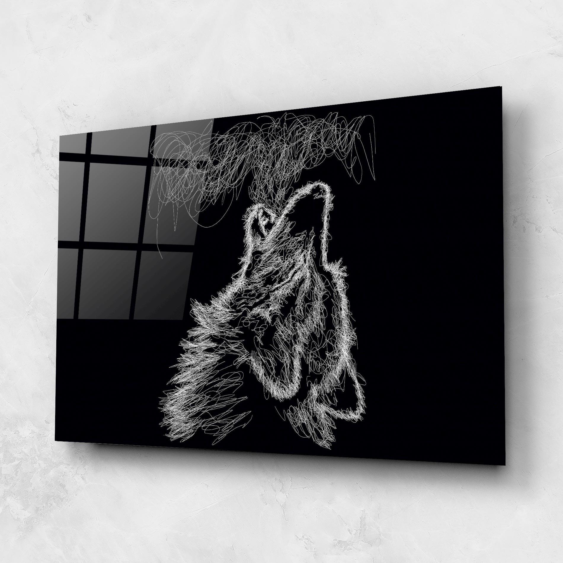 Glasbild Wolf White Line mockup 1