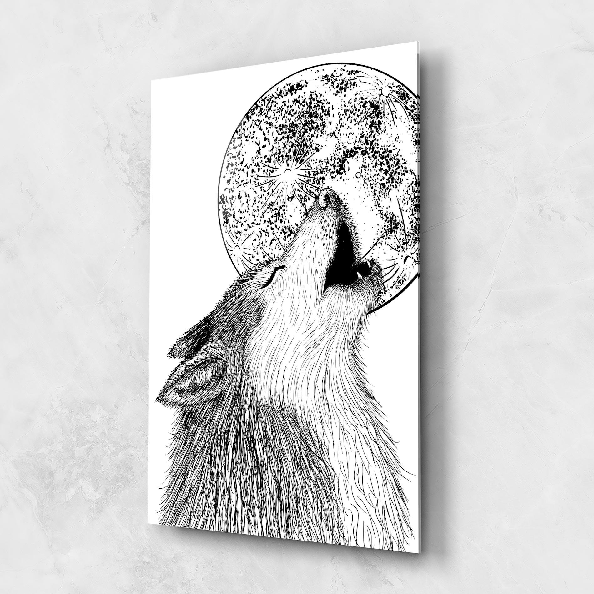 Glasbild Pretty Moon Wolf mockup 1