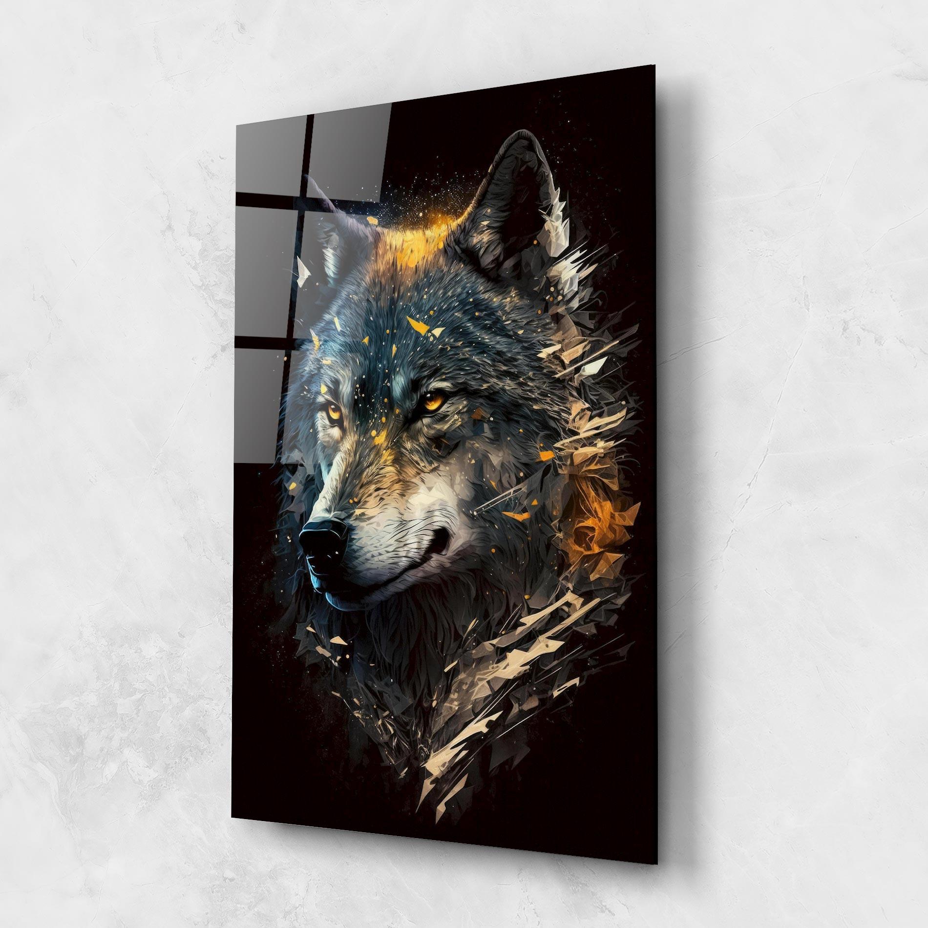 Glasbild Wolf Portrait mockup 1