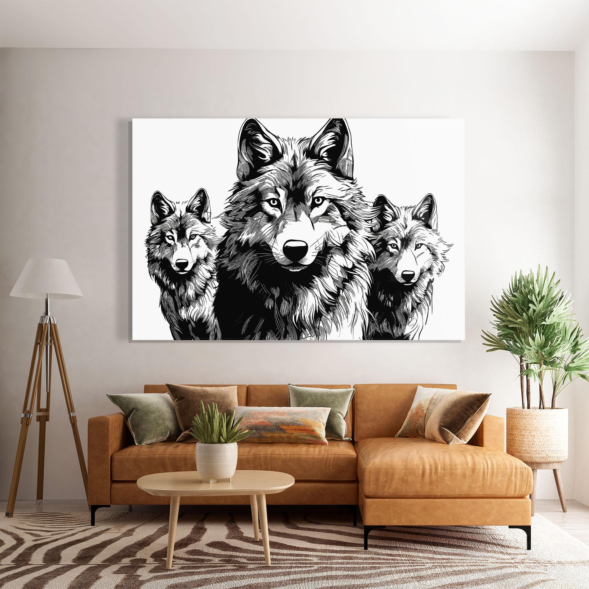 Glasbild 3 Wolves mockup 7