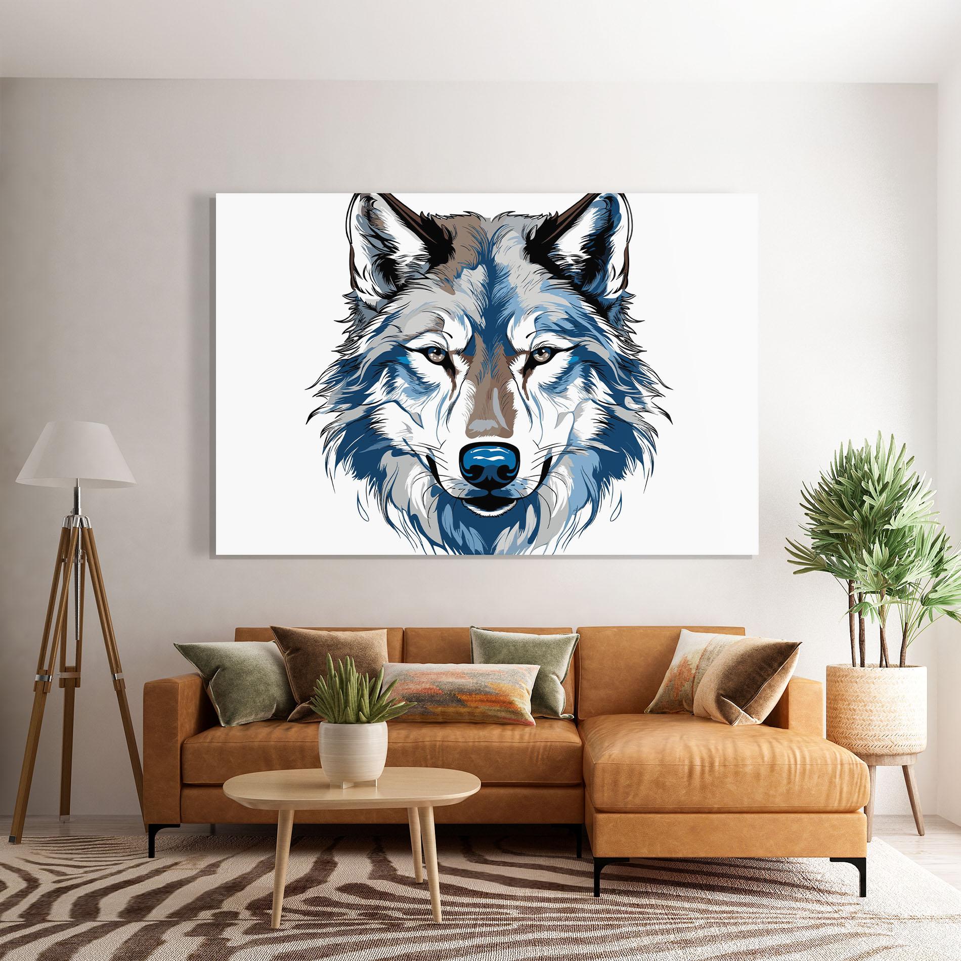 Glasbild Blue Wolf Head mockup 7