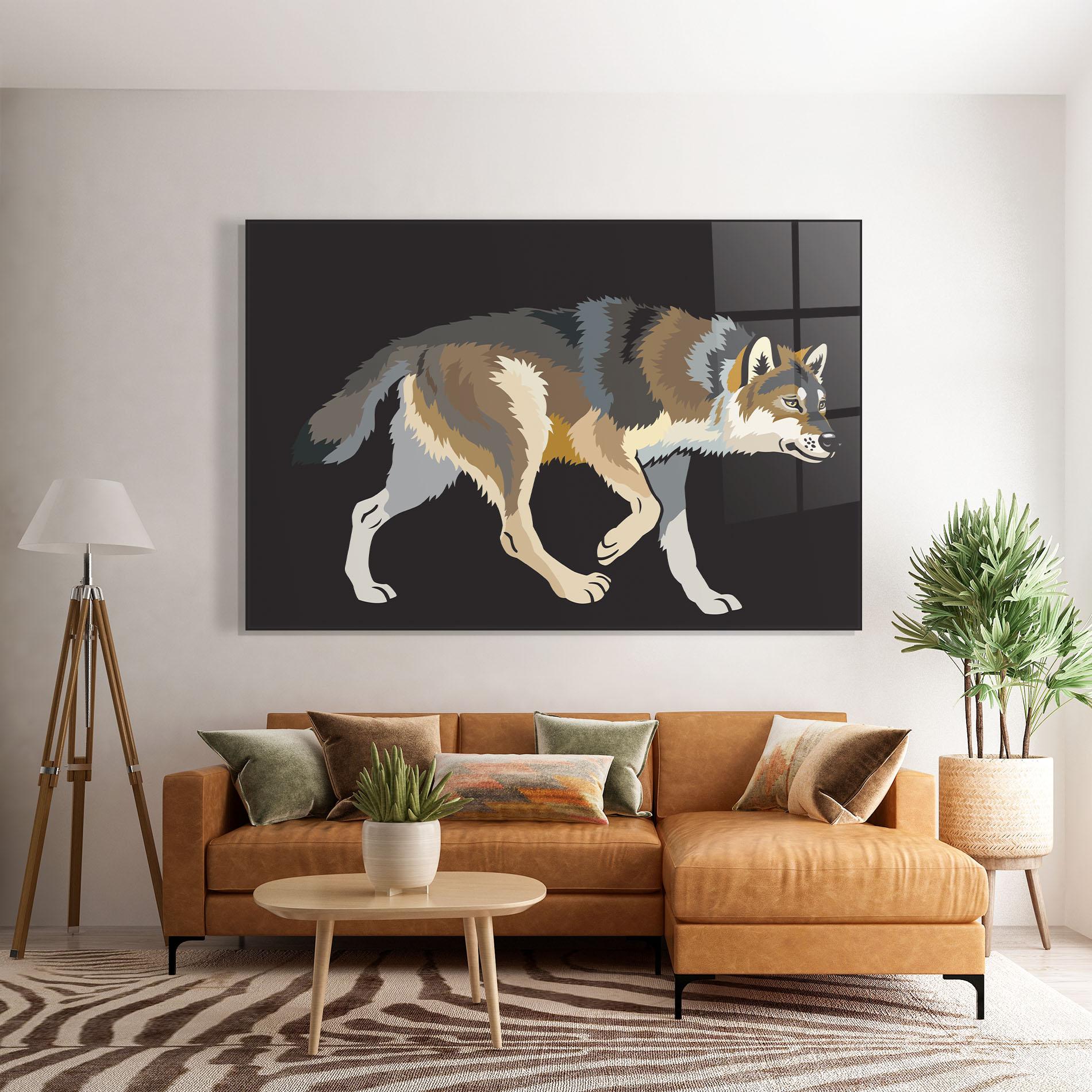 Glasbild Cartoon Wolf mockup 7
