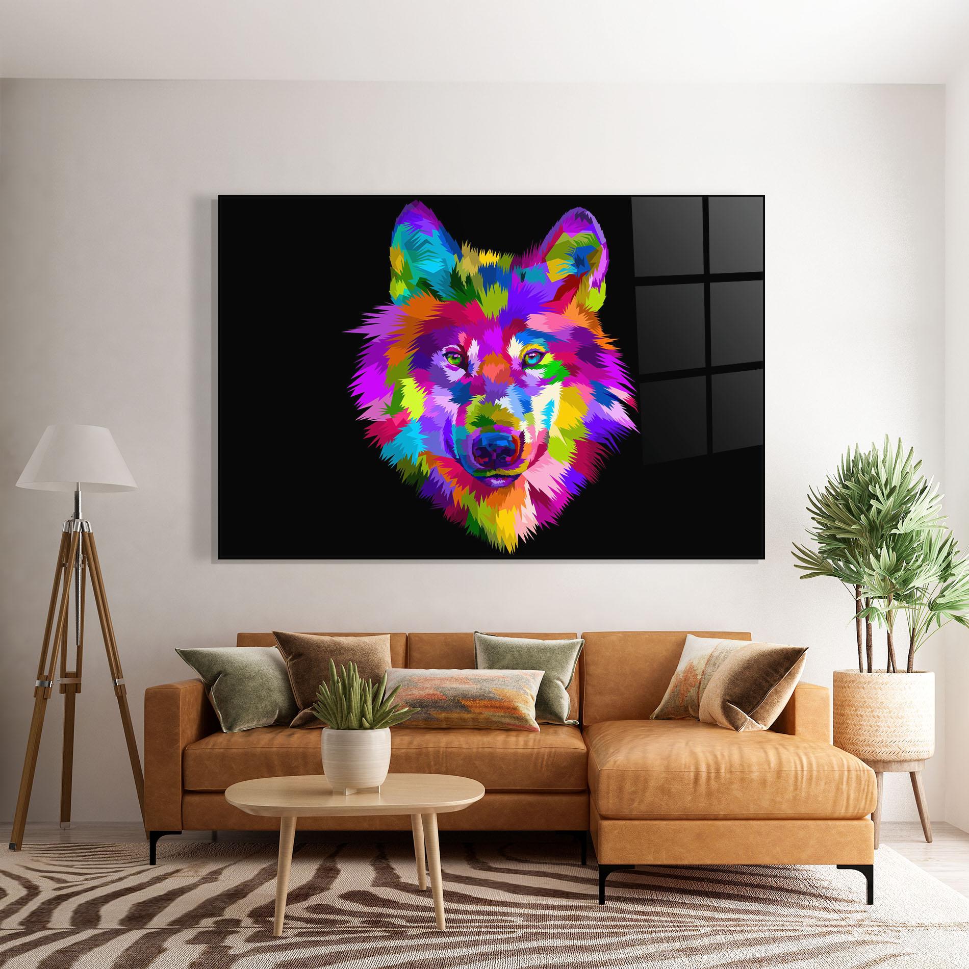Glasbild Color Mix Wolf mockup 7