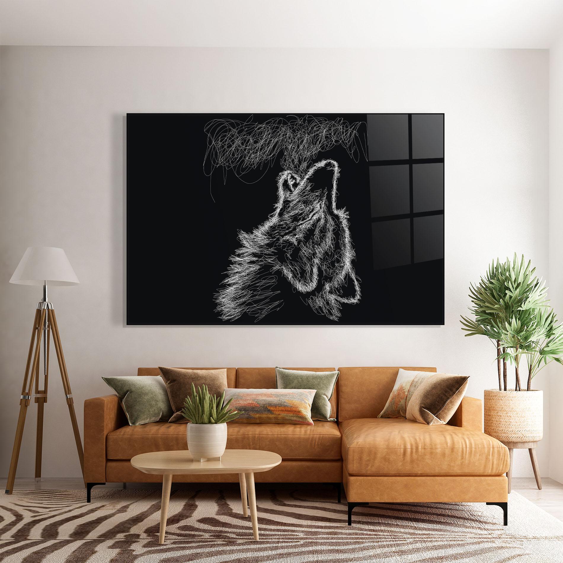 Glasbild Wolf White Line mockup 7