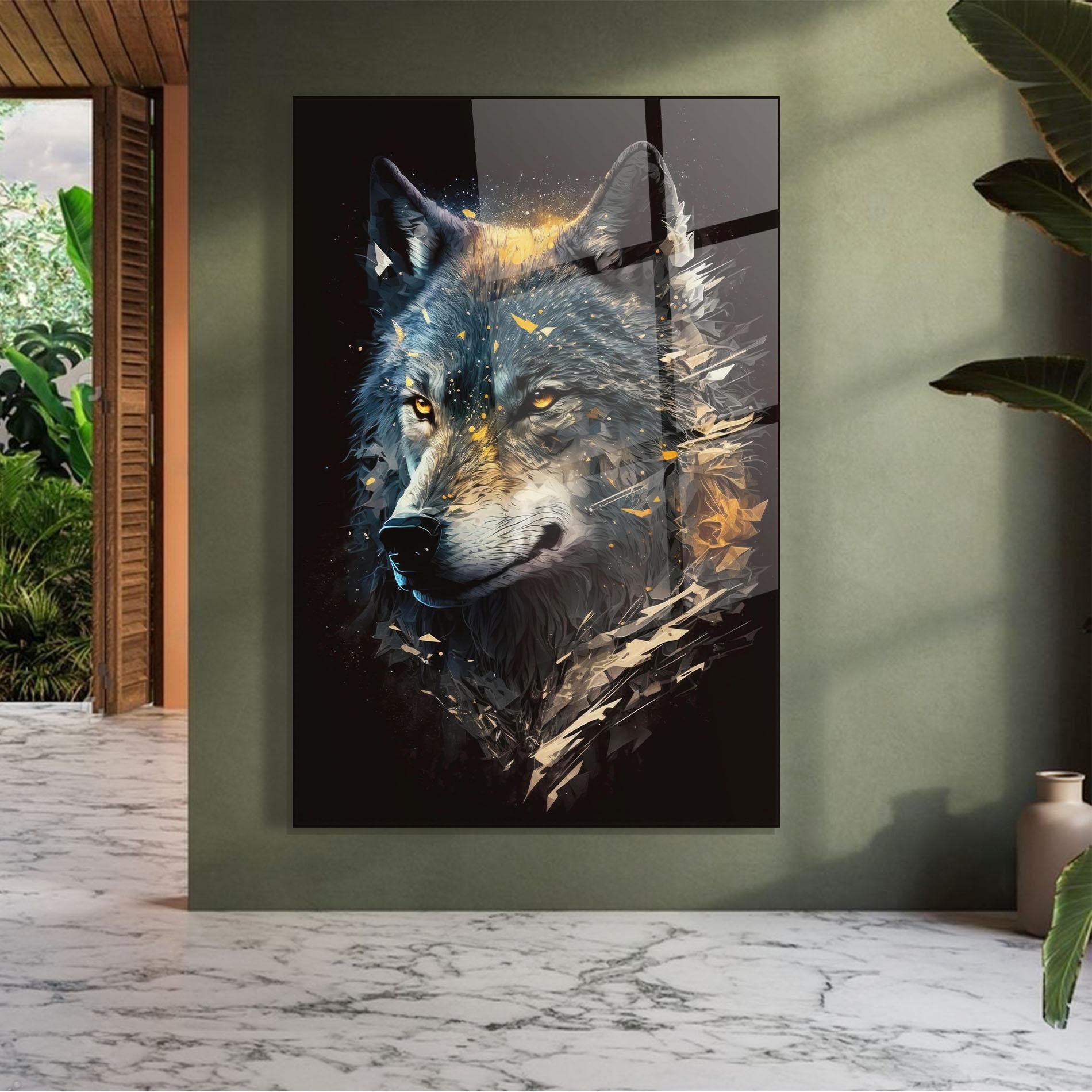Glasbild Wolf Portrait mockup 7