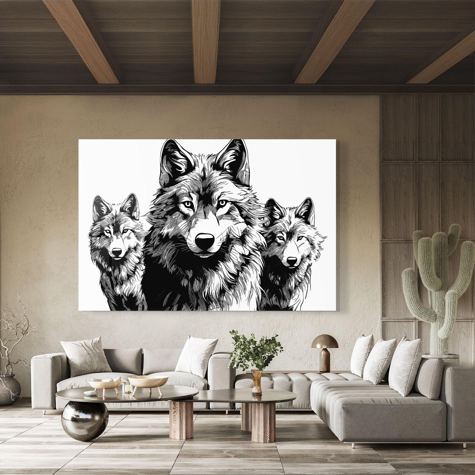 Glasbild 3 Wolves mockup 8