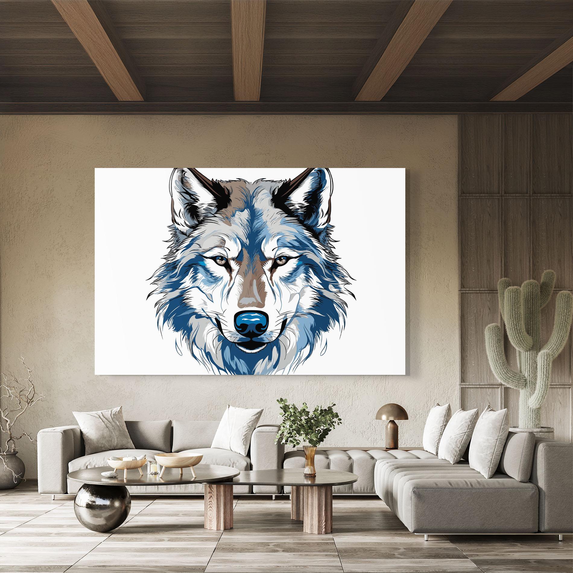 Glasbild Blue Wolf Head mockup 8