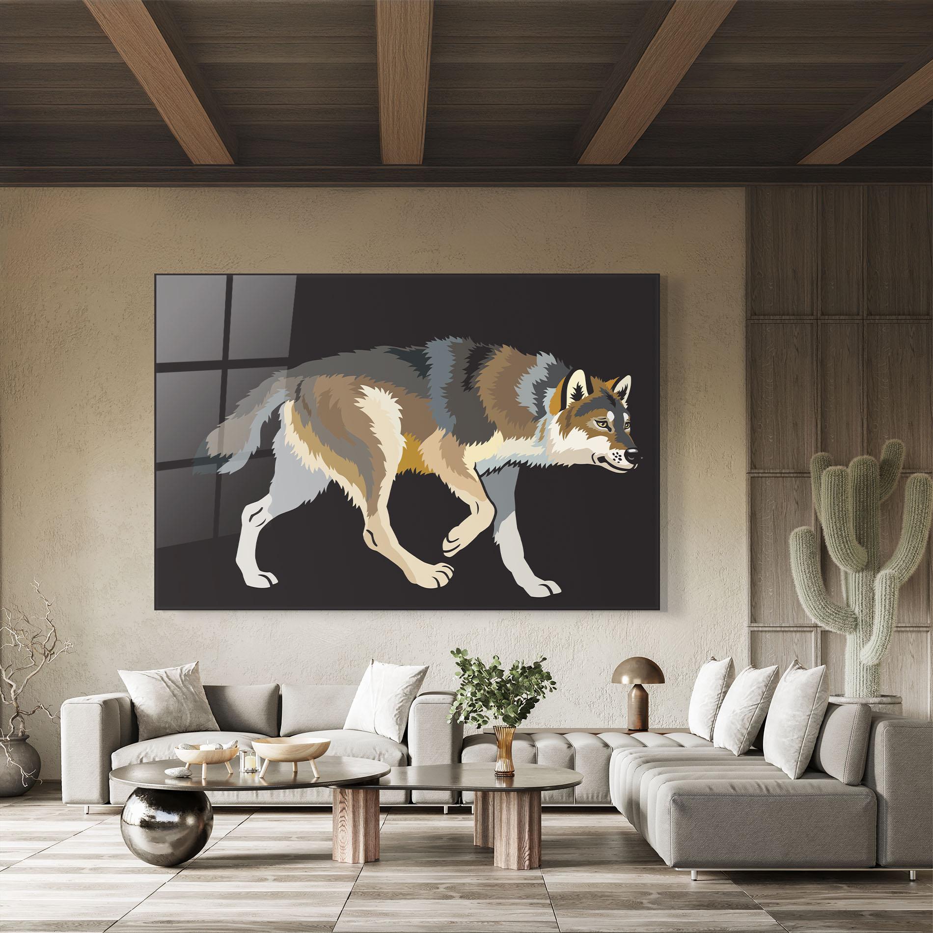 Glasbild Cartoon Wolf mockup 8