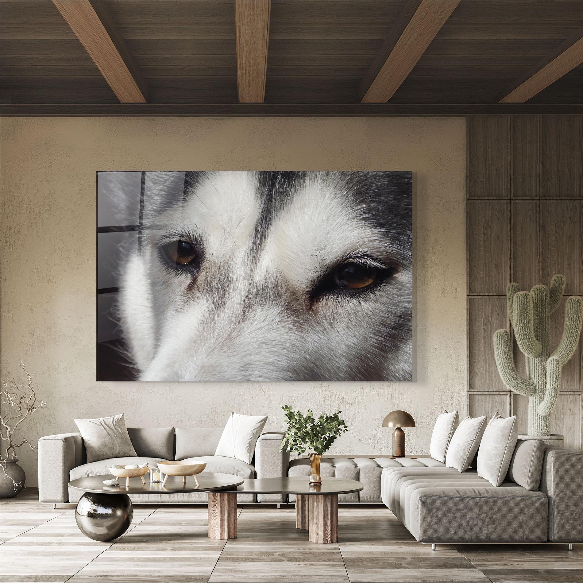 Glasbild Close Up Wolf mockup 8