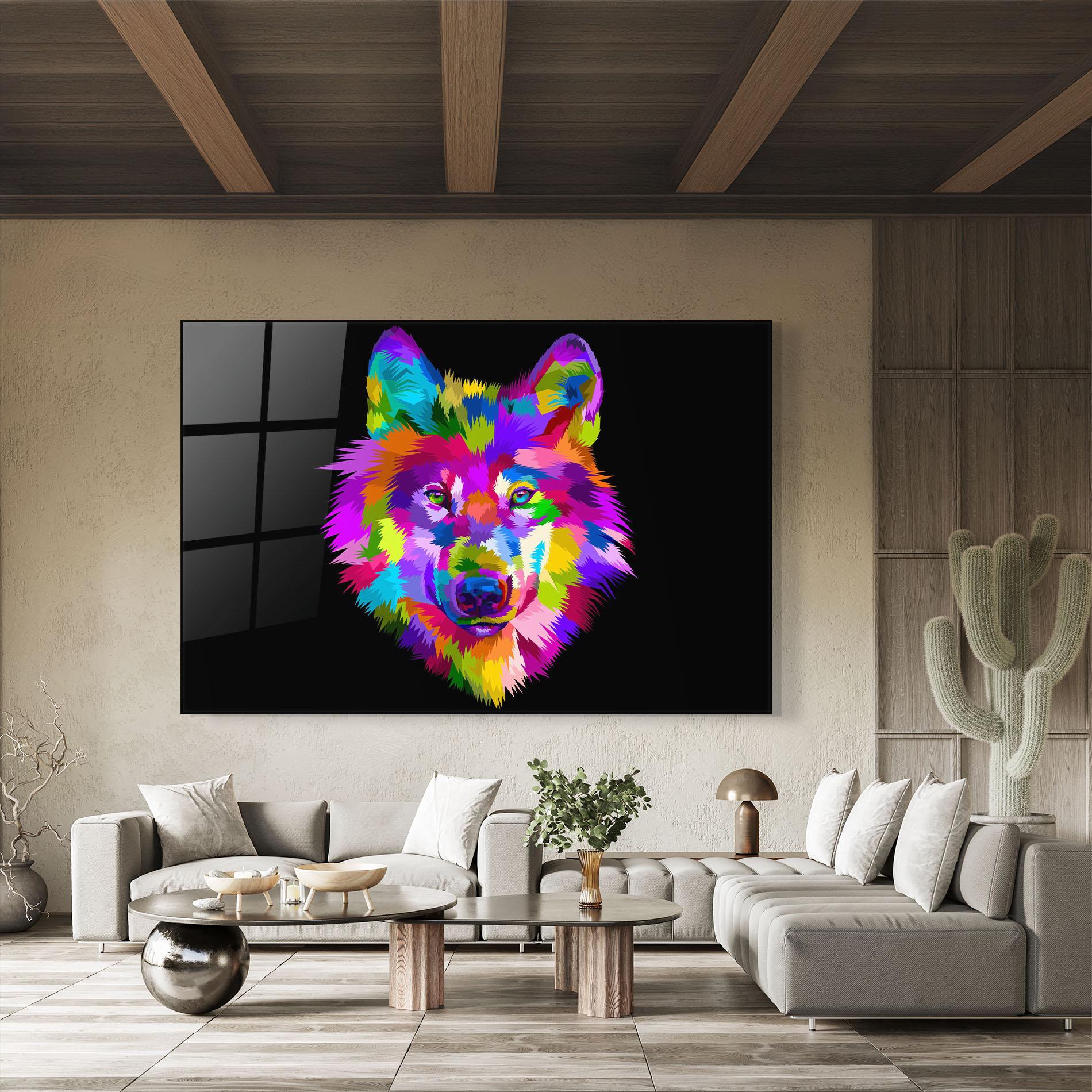 Glasbild Color Mix Wolf mockup 8
